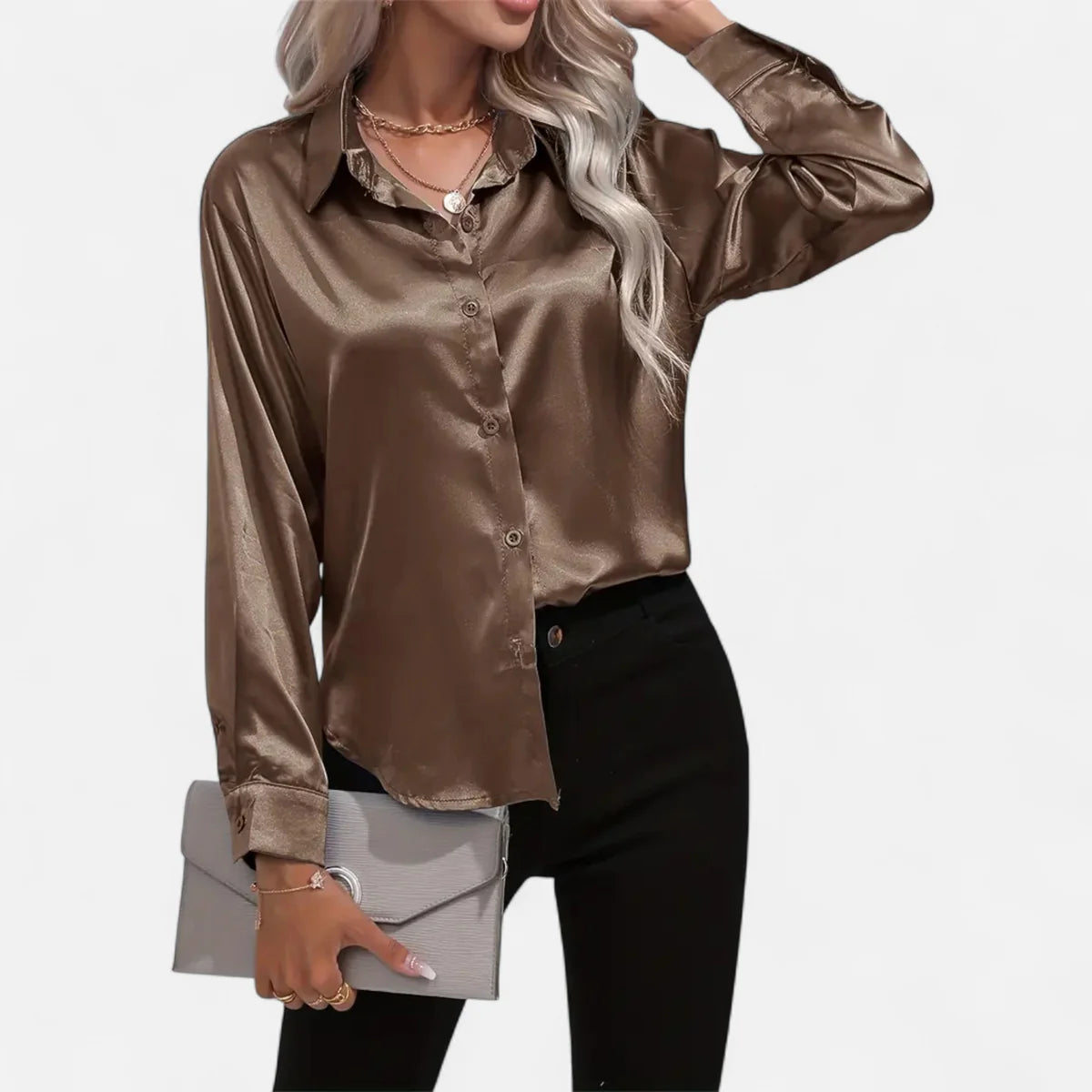 Blouse satinée pour femme – Style élégant