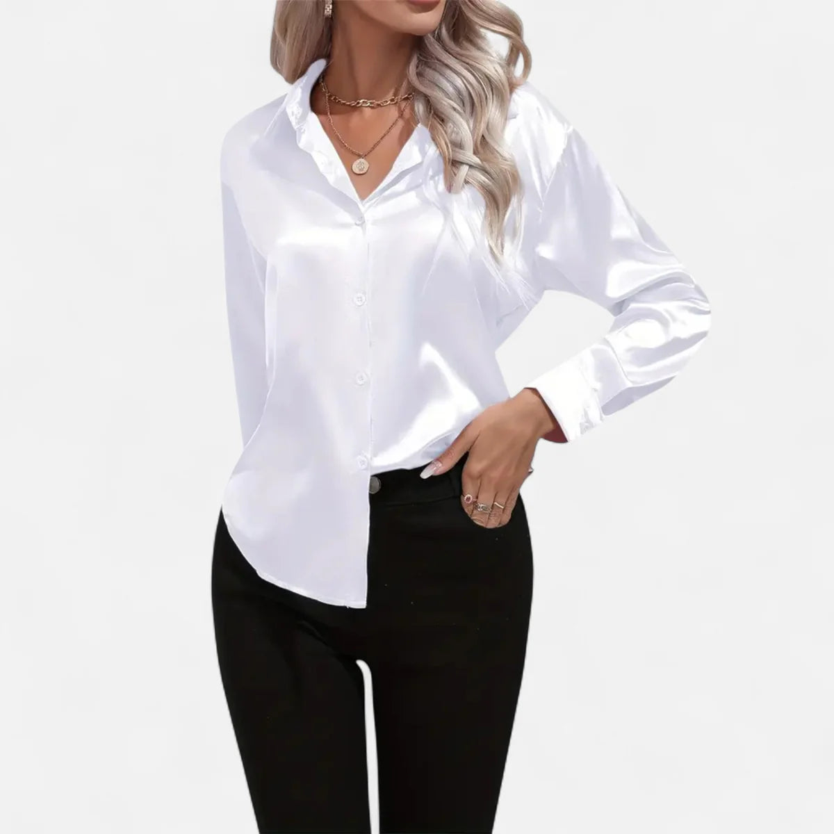 Blouse satinée pour femme – Style élégant