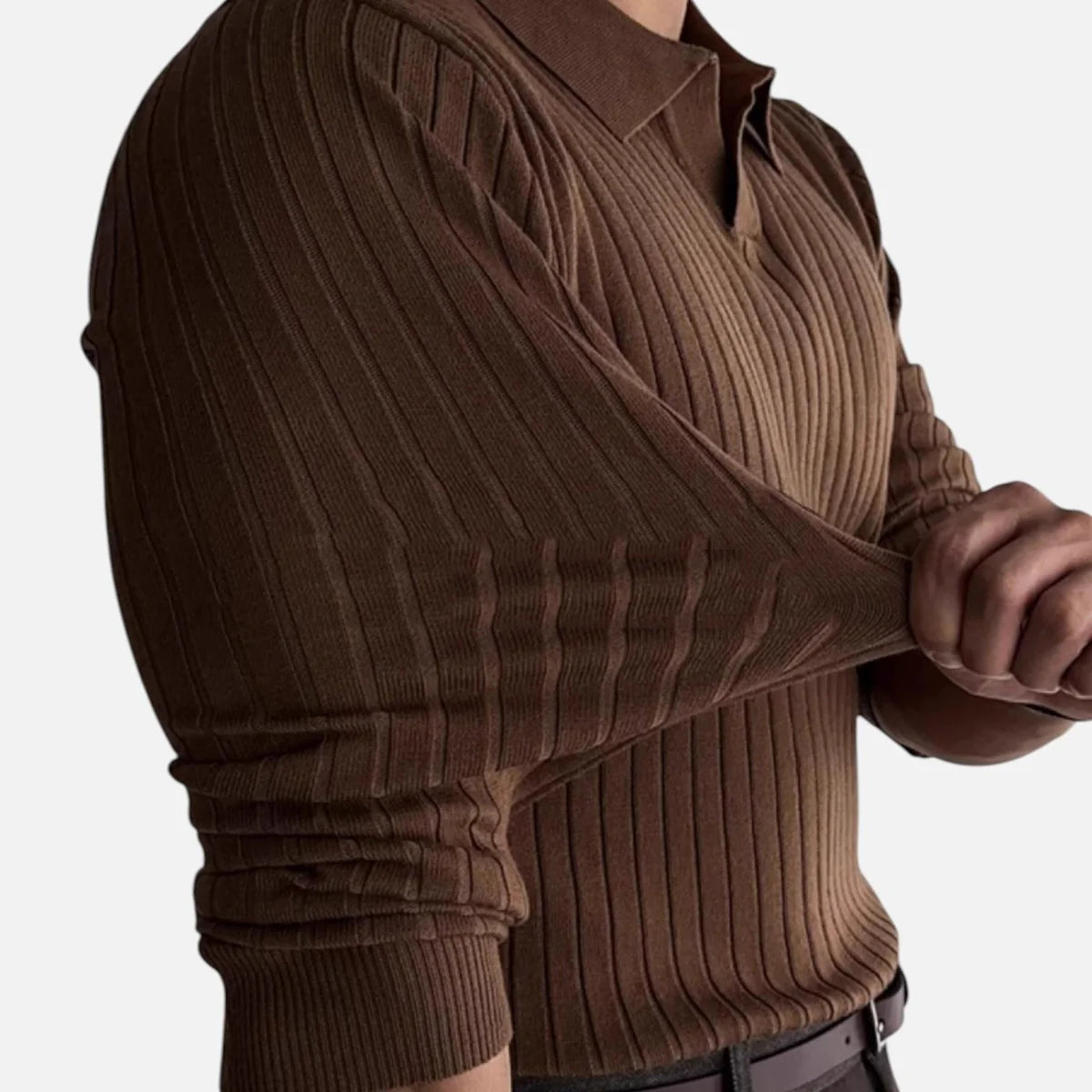 Polo homme à côtes – coupe ajustée