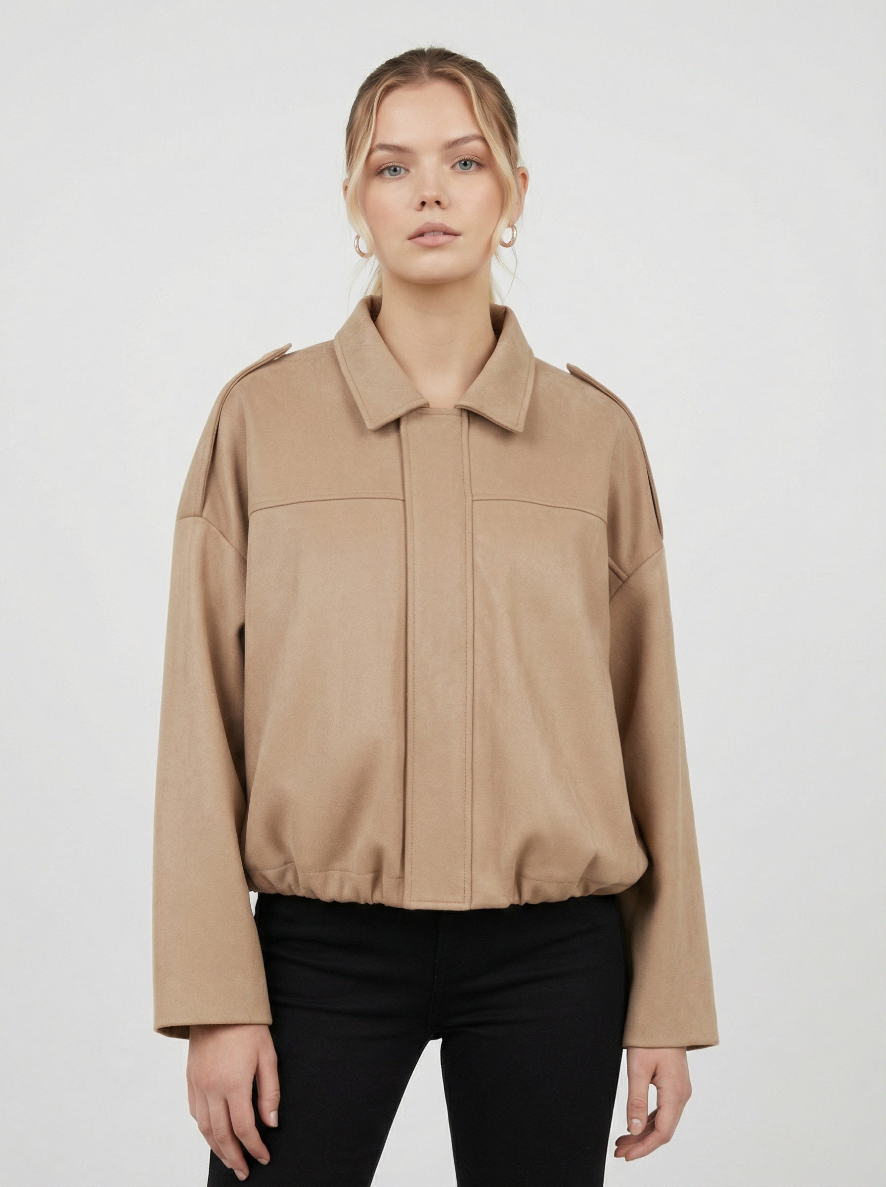 Vintage zip-up bomber jacket for women
