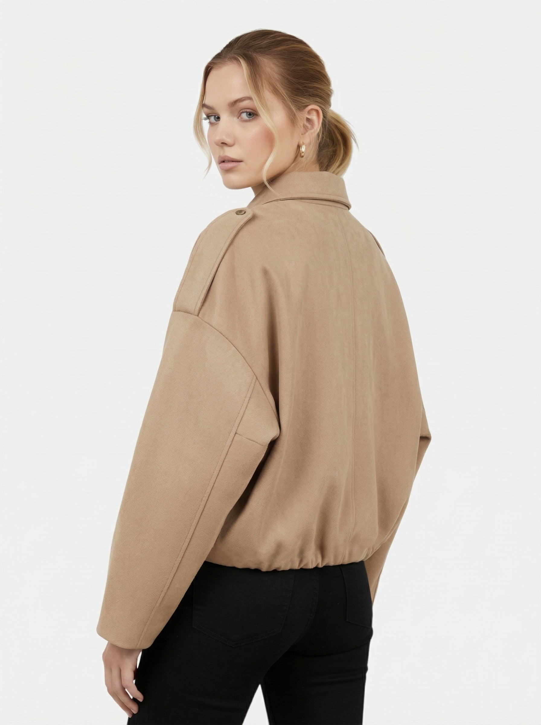 Vintage zip-up bomber jacket for women