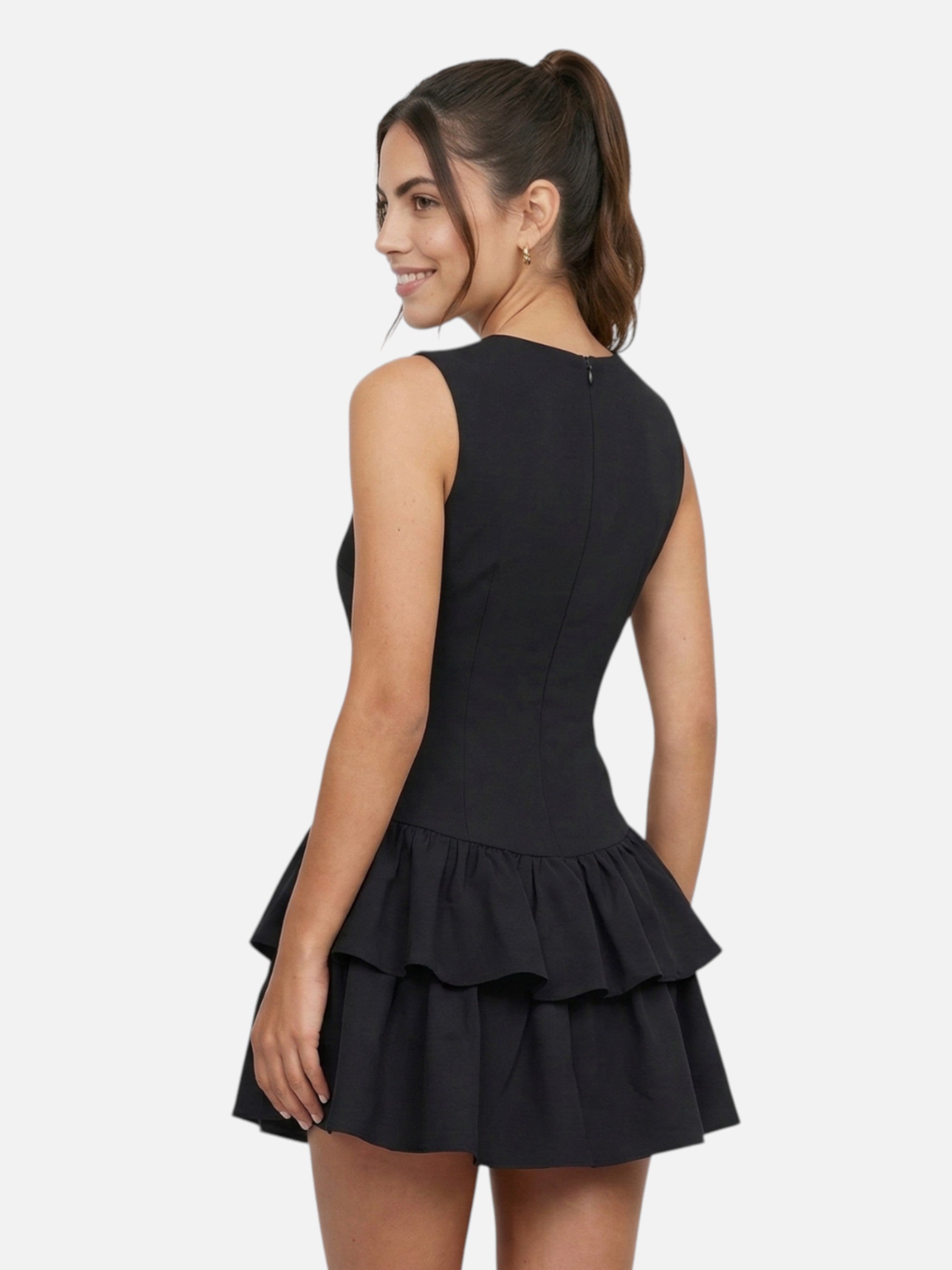 Elegant mini dress with ruffles for women