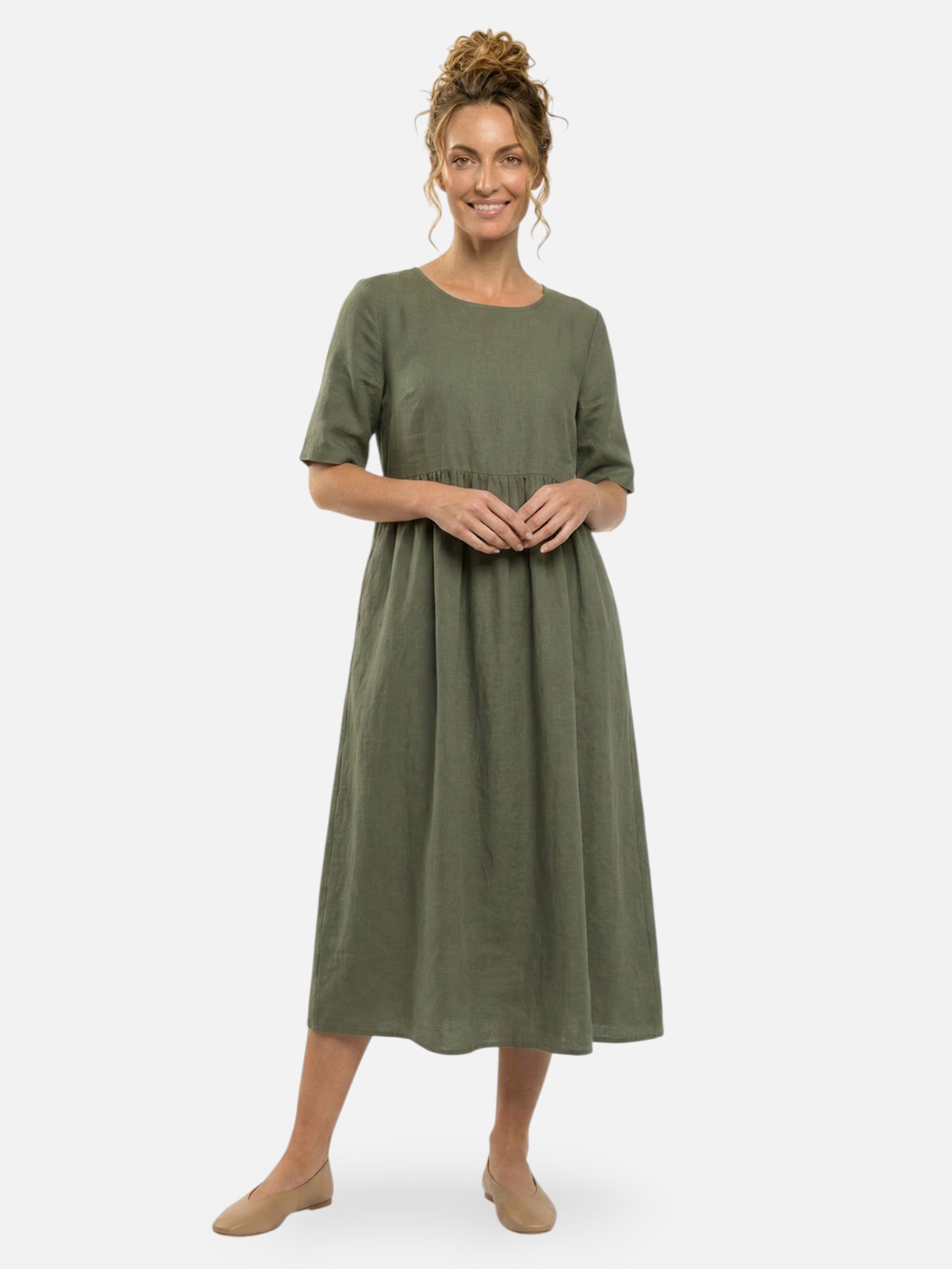 Flowy empire waist midi dress for women