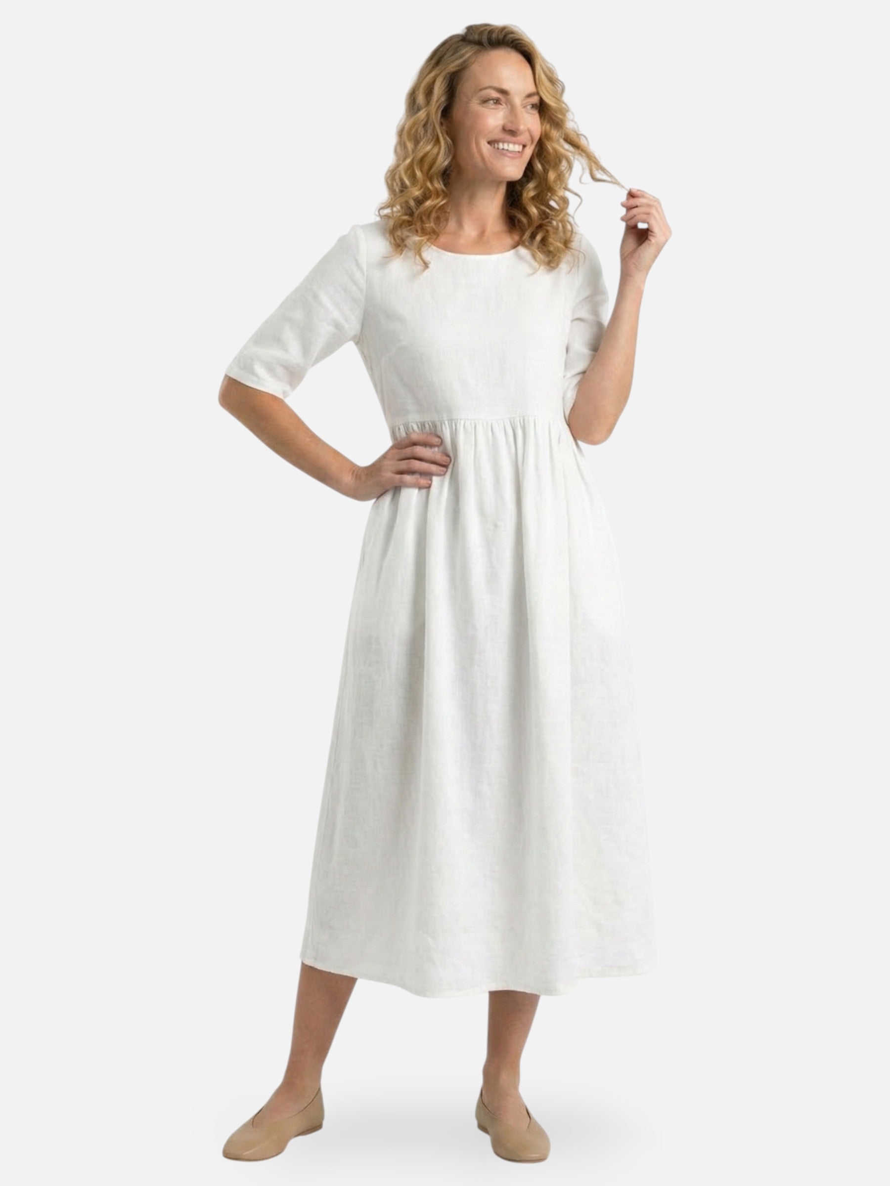 Flowy empire waist midi dress for women