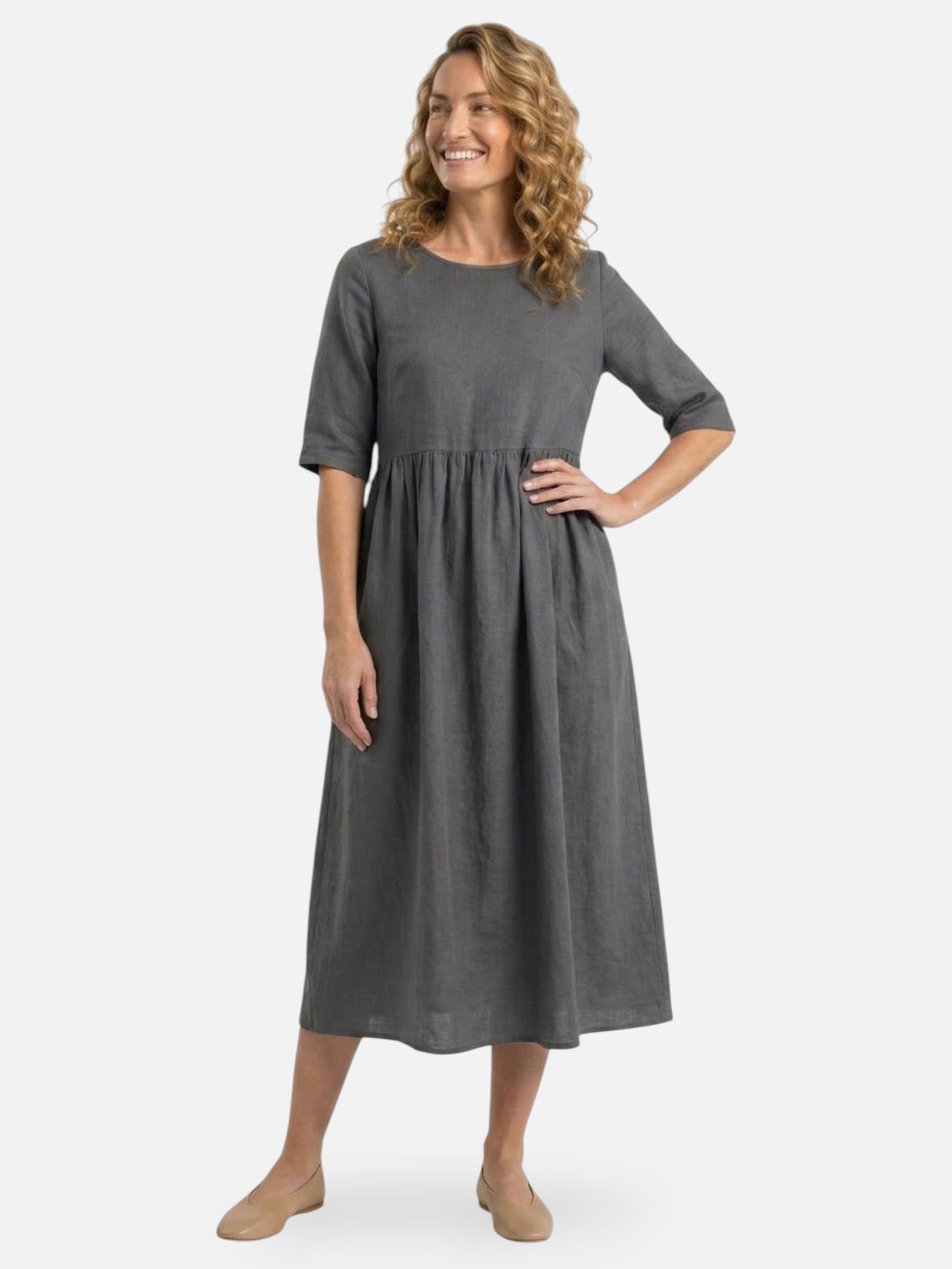 Flowy empire waist midi dress for women