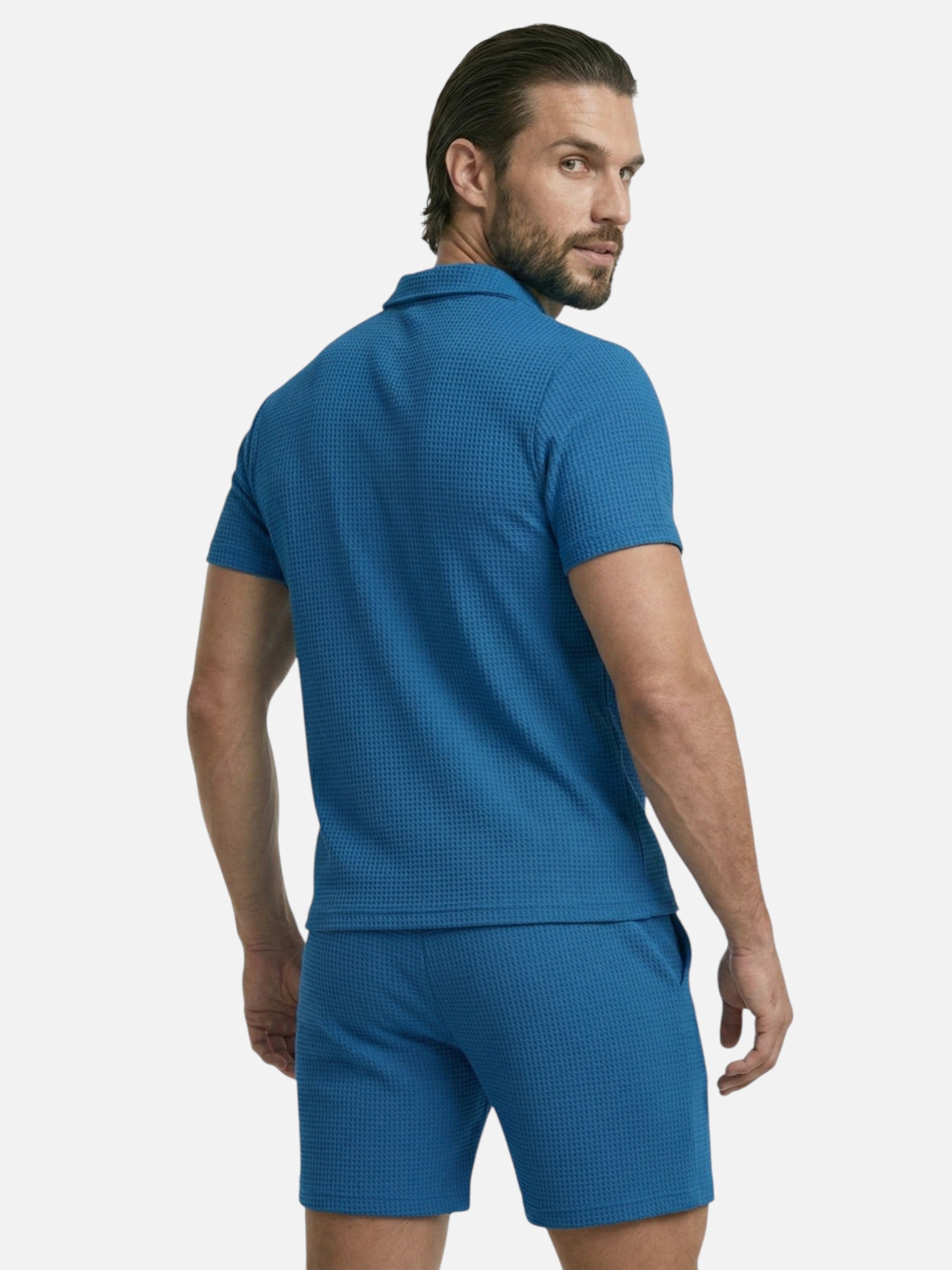 Men's summer textured short-sleeve set – modern and breathable cut