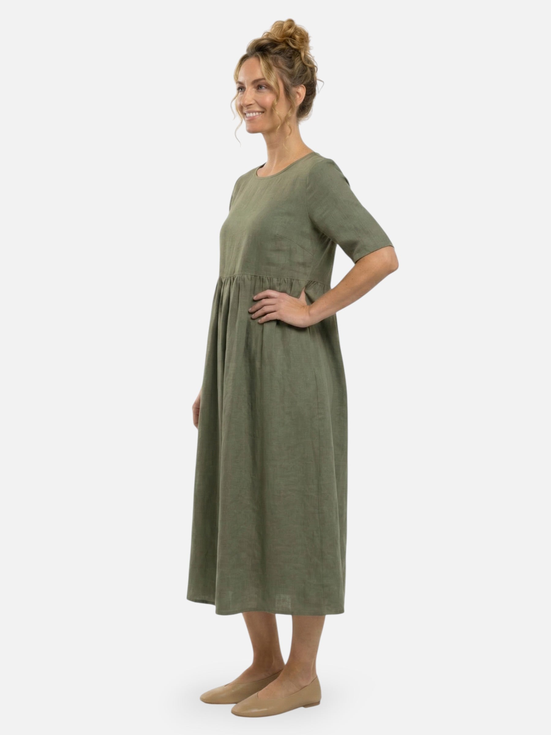 Flowy empire waist midi dress for women