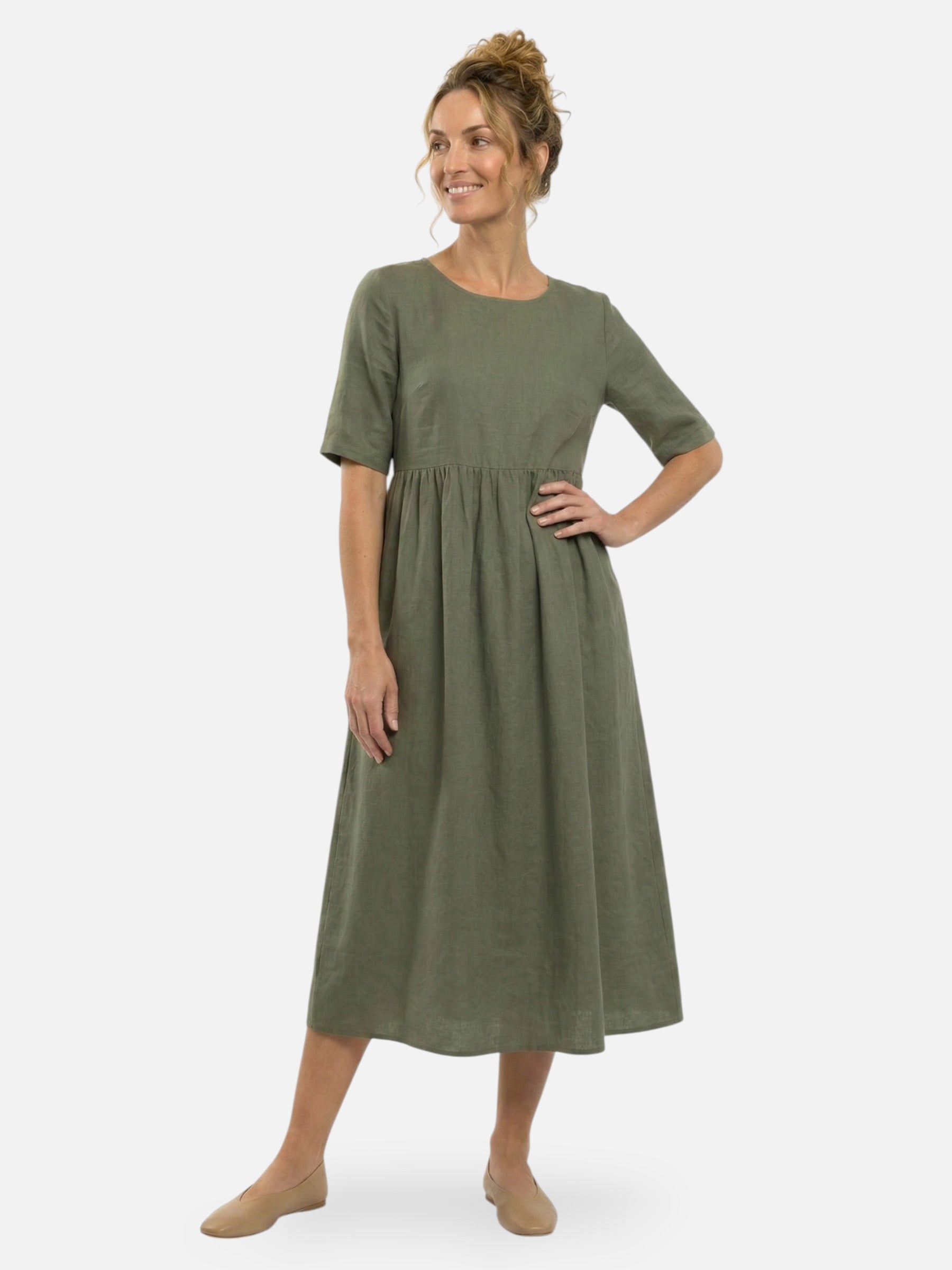 Flowy empire waist midi dress for women