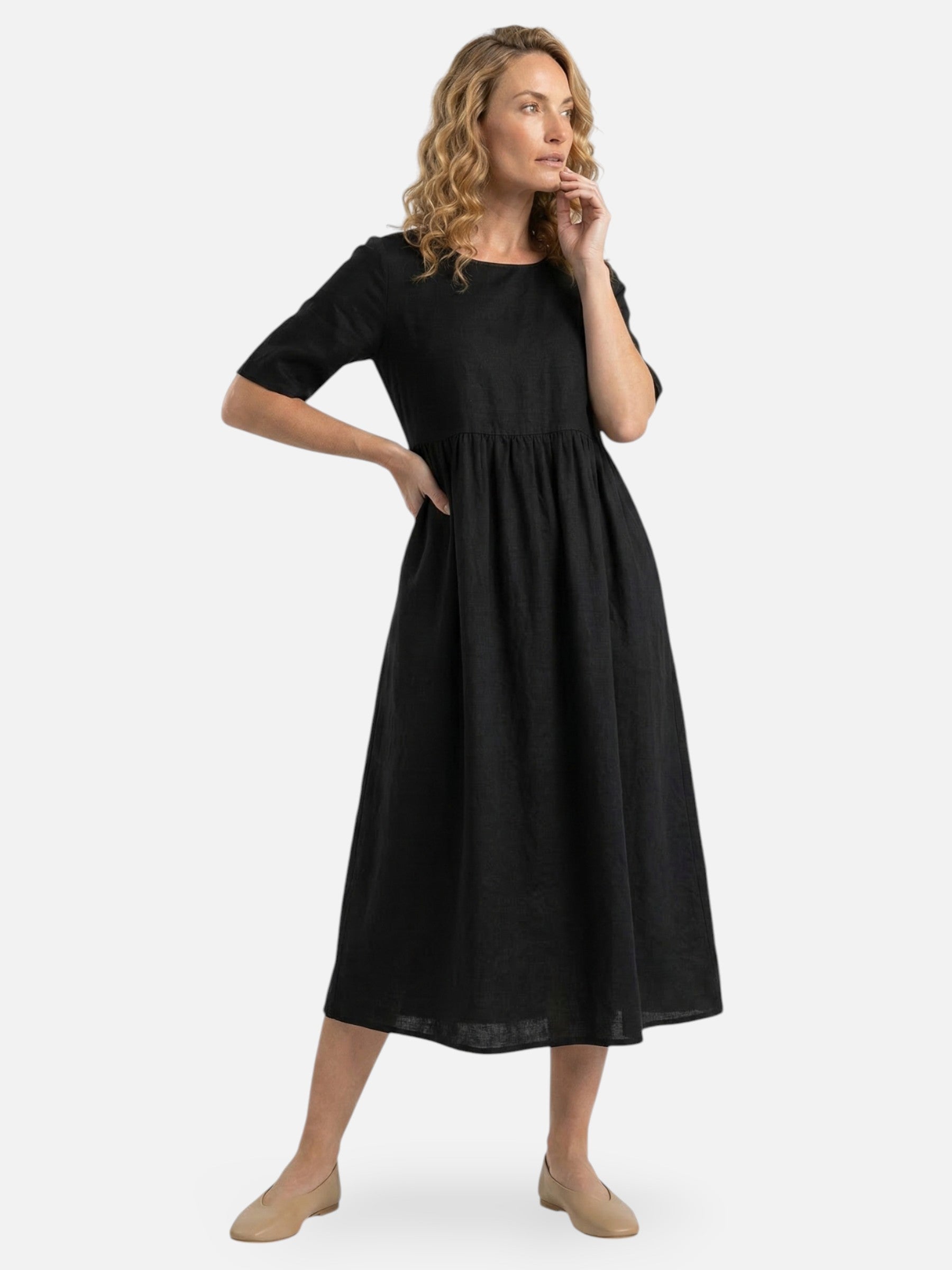 Flowy empire waist midi dress for women