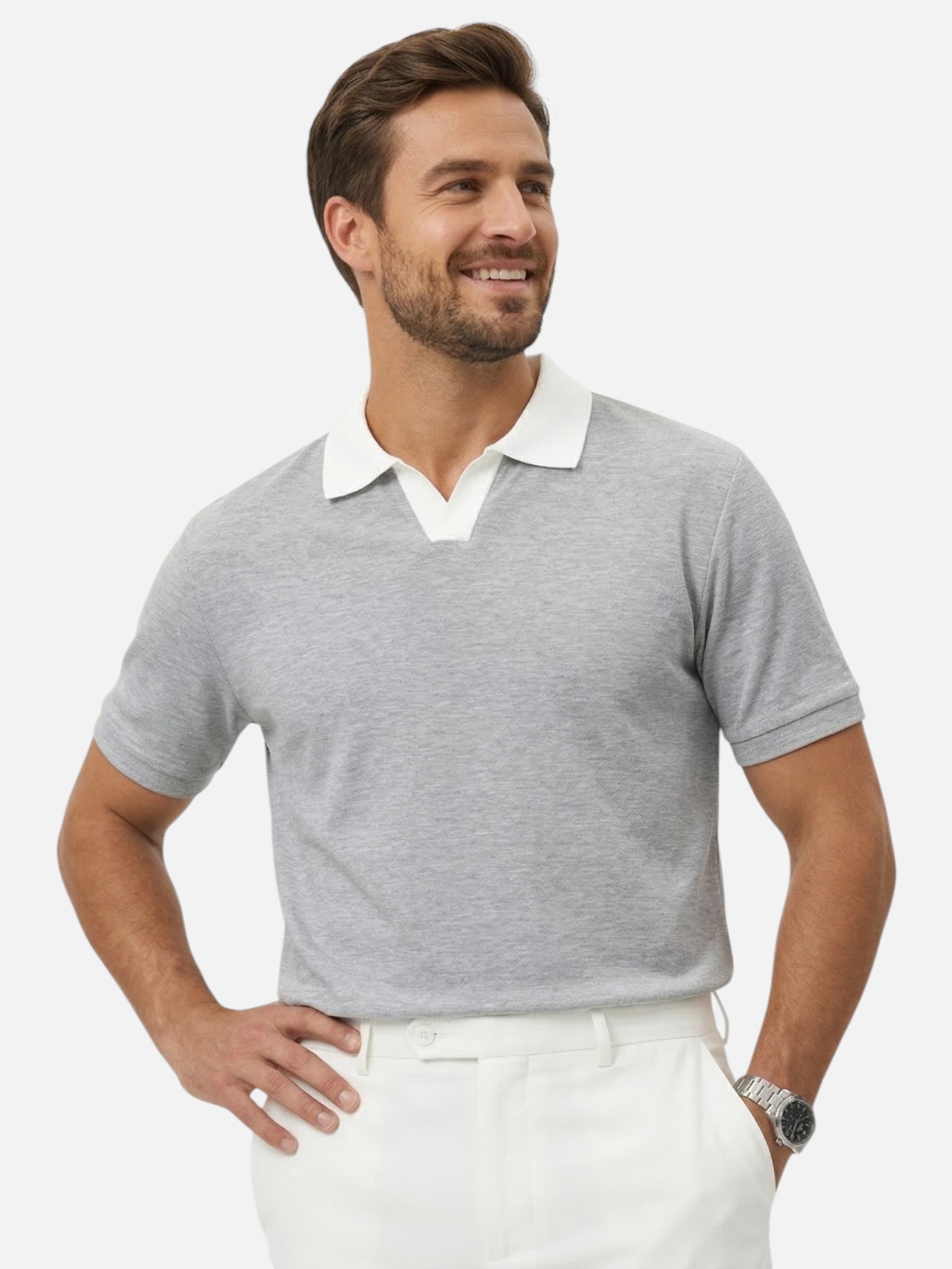 Polo homme manches courtes à col contrasté élégant