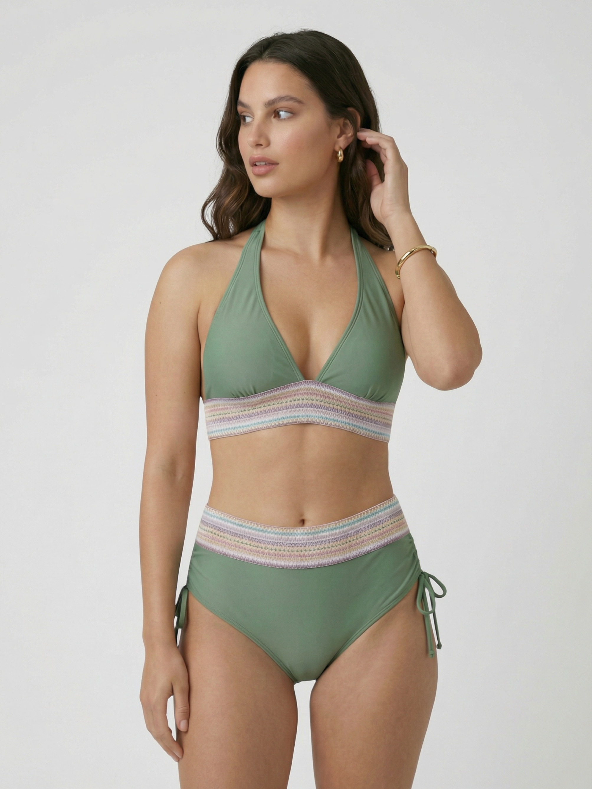 High-waisted two-piece bikini for women