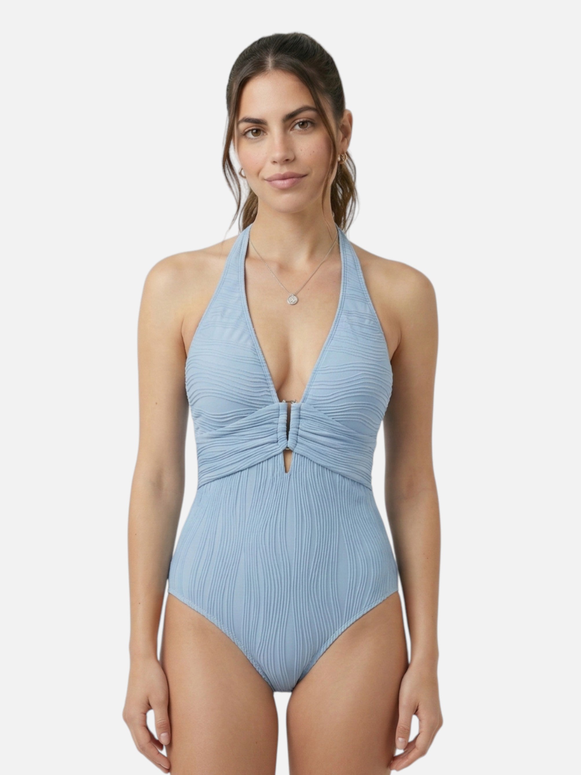 Elegant textured one-piece swimsuit for women