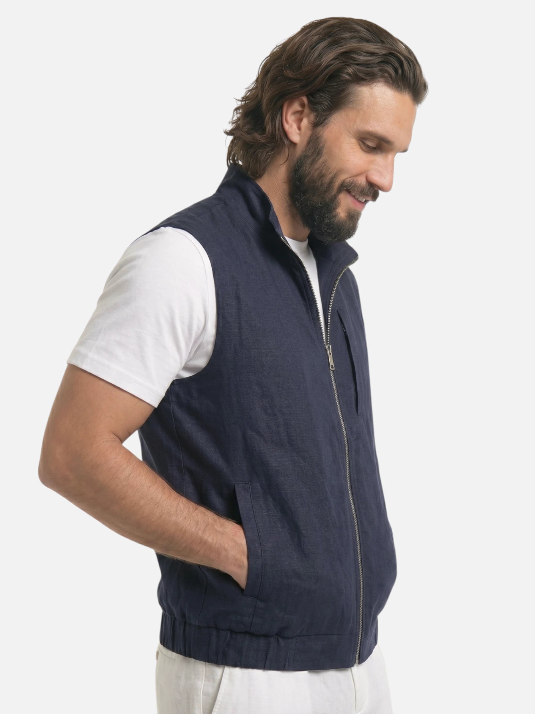 Gilet homme zippé col montant et poches latérales