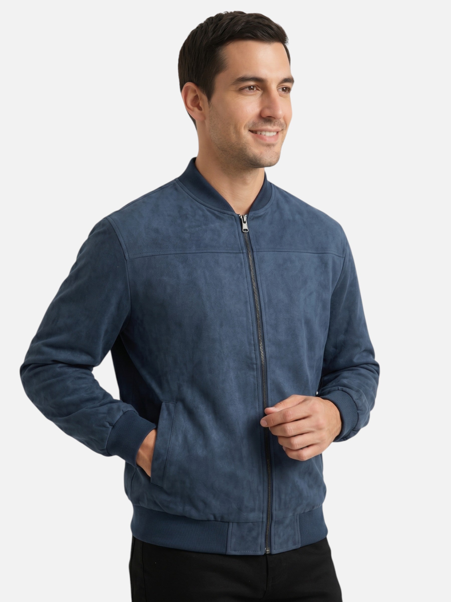 Blouson bomber effet suédine avec fermeture zippée pour homme