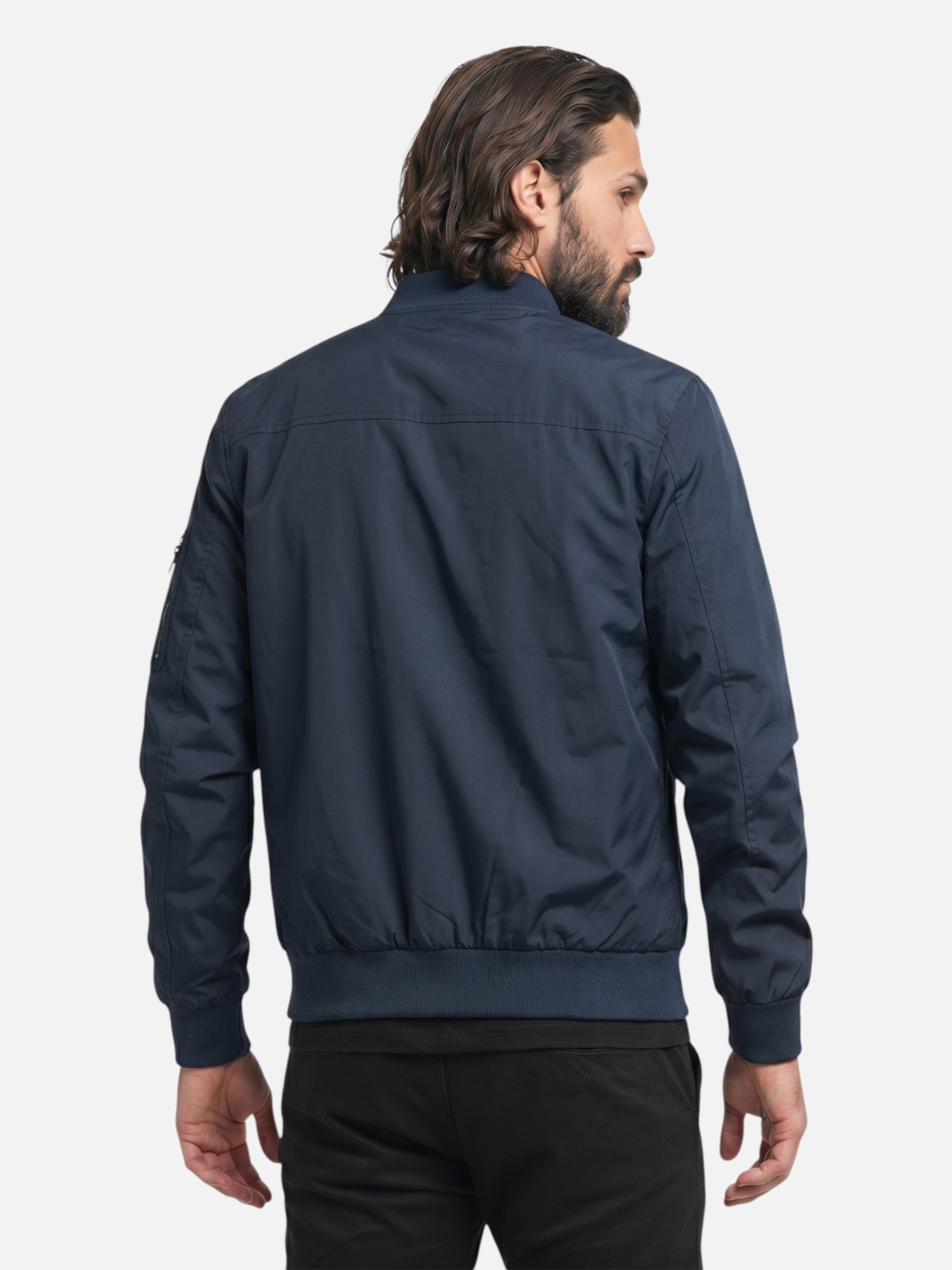 Blouson léger à fermeture zippée et col montant pour homme