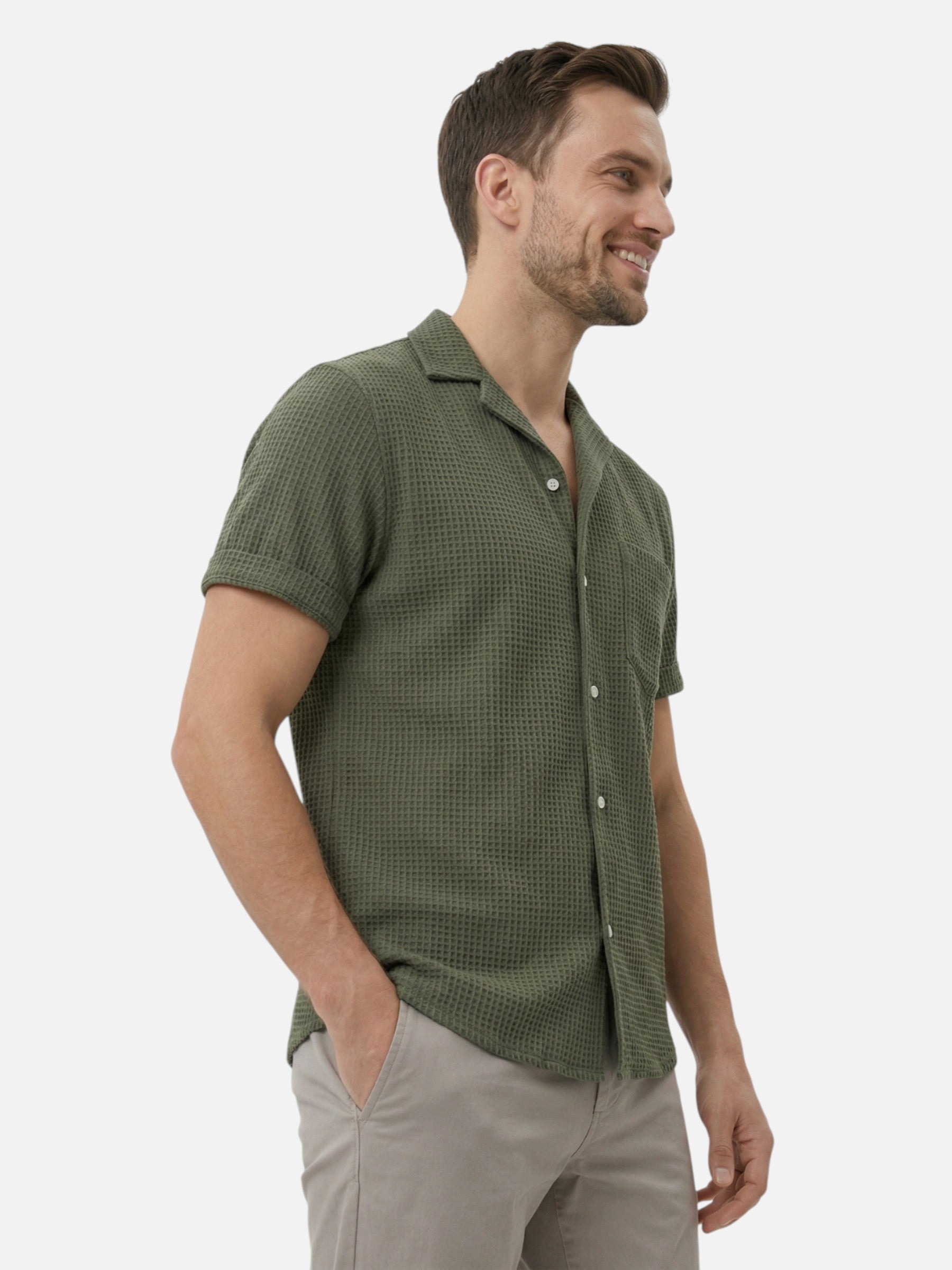 Textured short-sleeve shirt for men