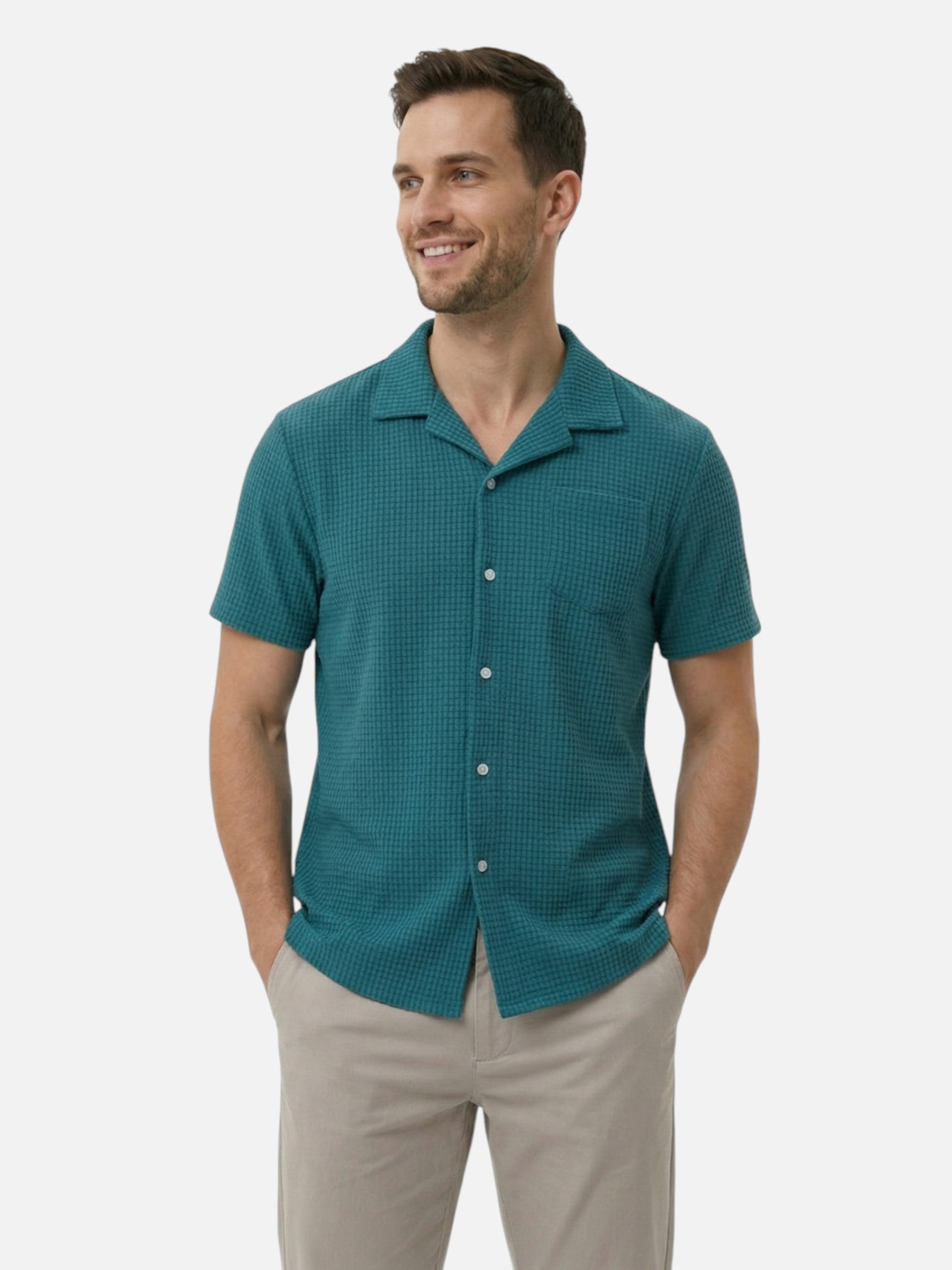 Textured short-sleeve shirt for men