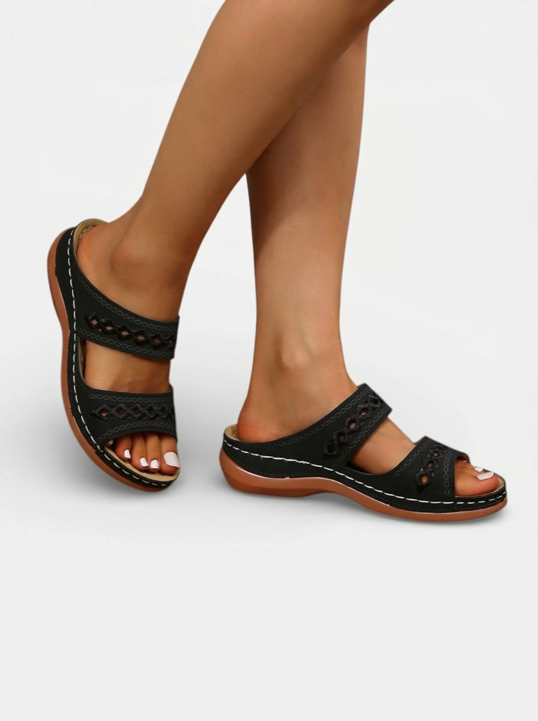 Women's summer double-strap sandals with openwork pattern