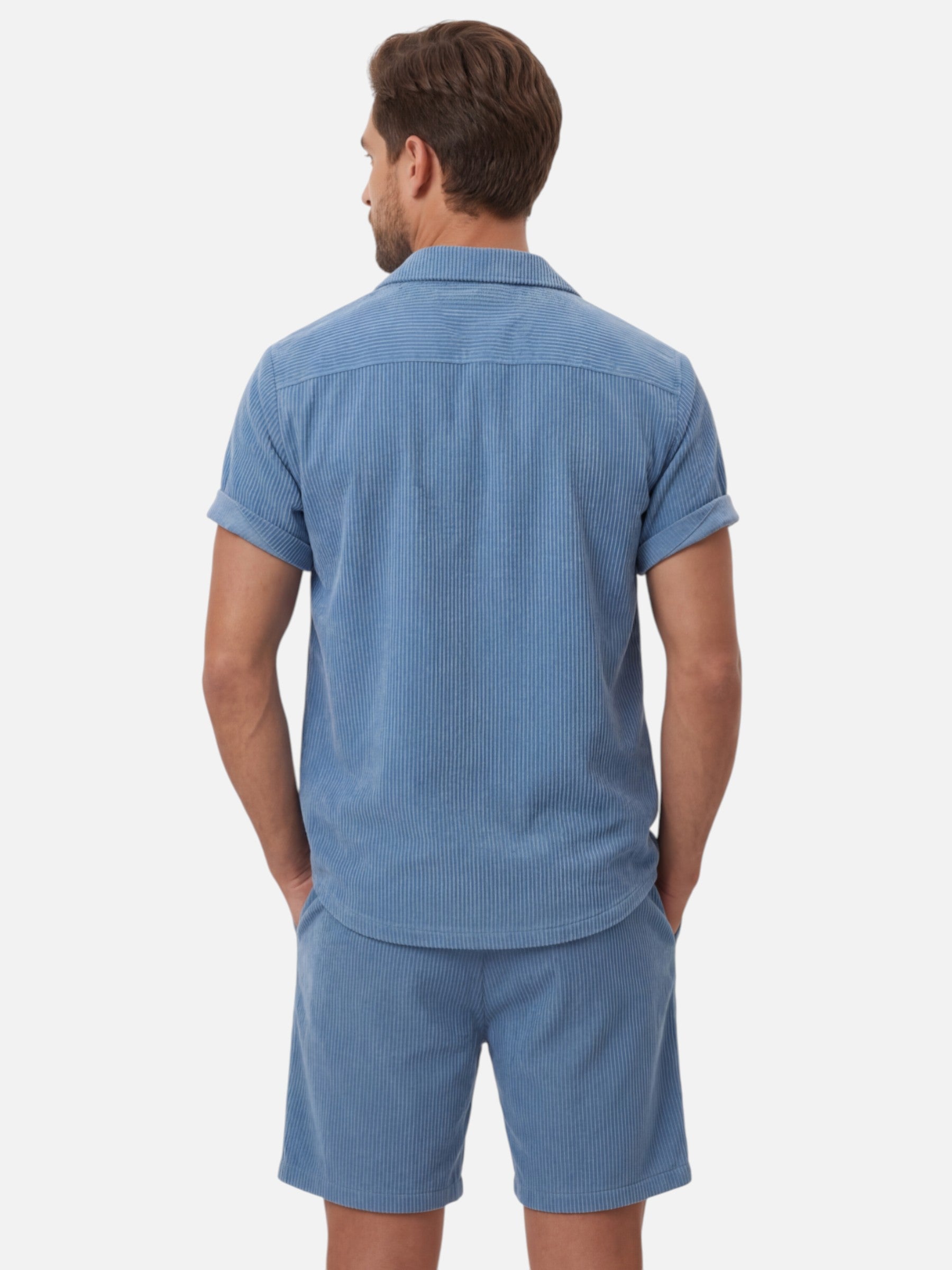 Ensemble d’été homme chemise manches courtes et short texturé