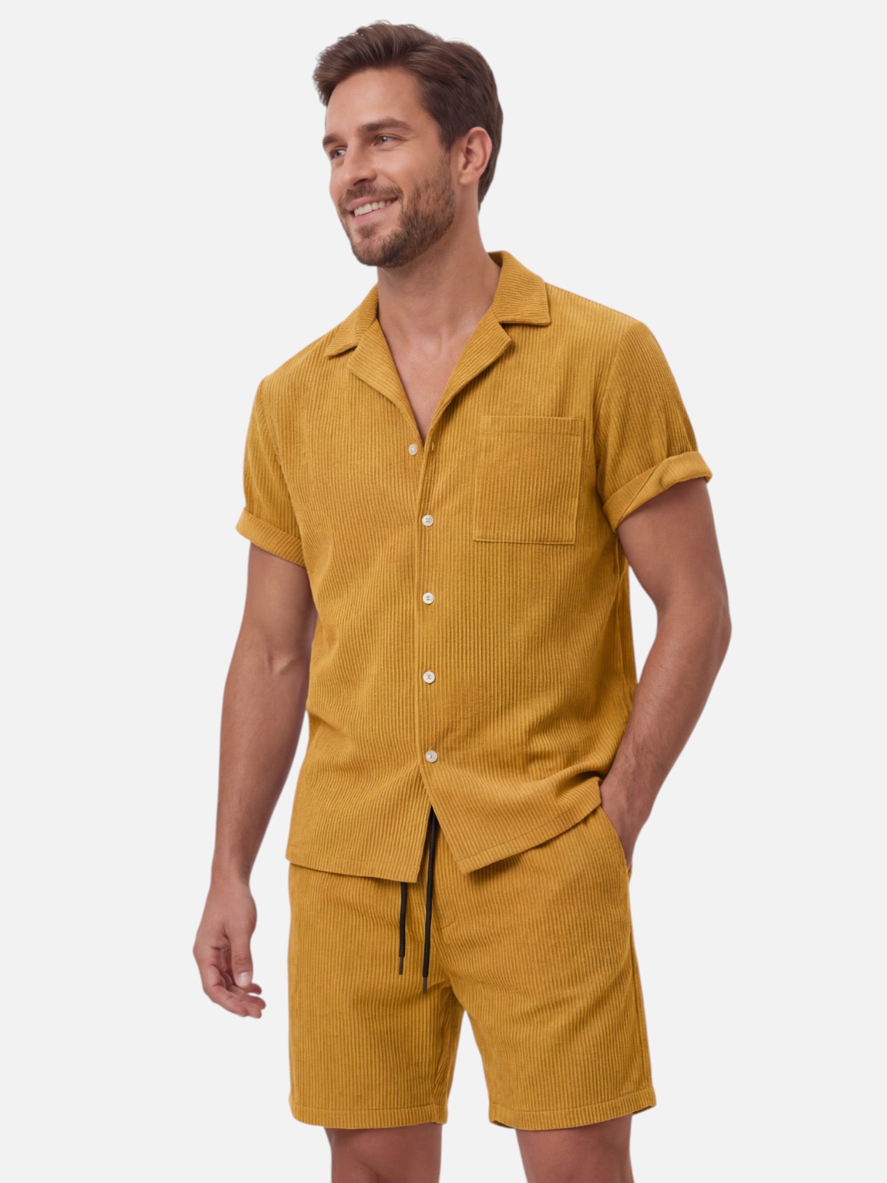Ensemble d’été homme chemise manches courtes et short texturé