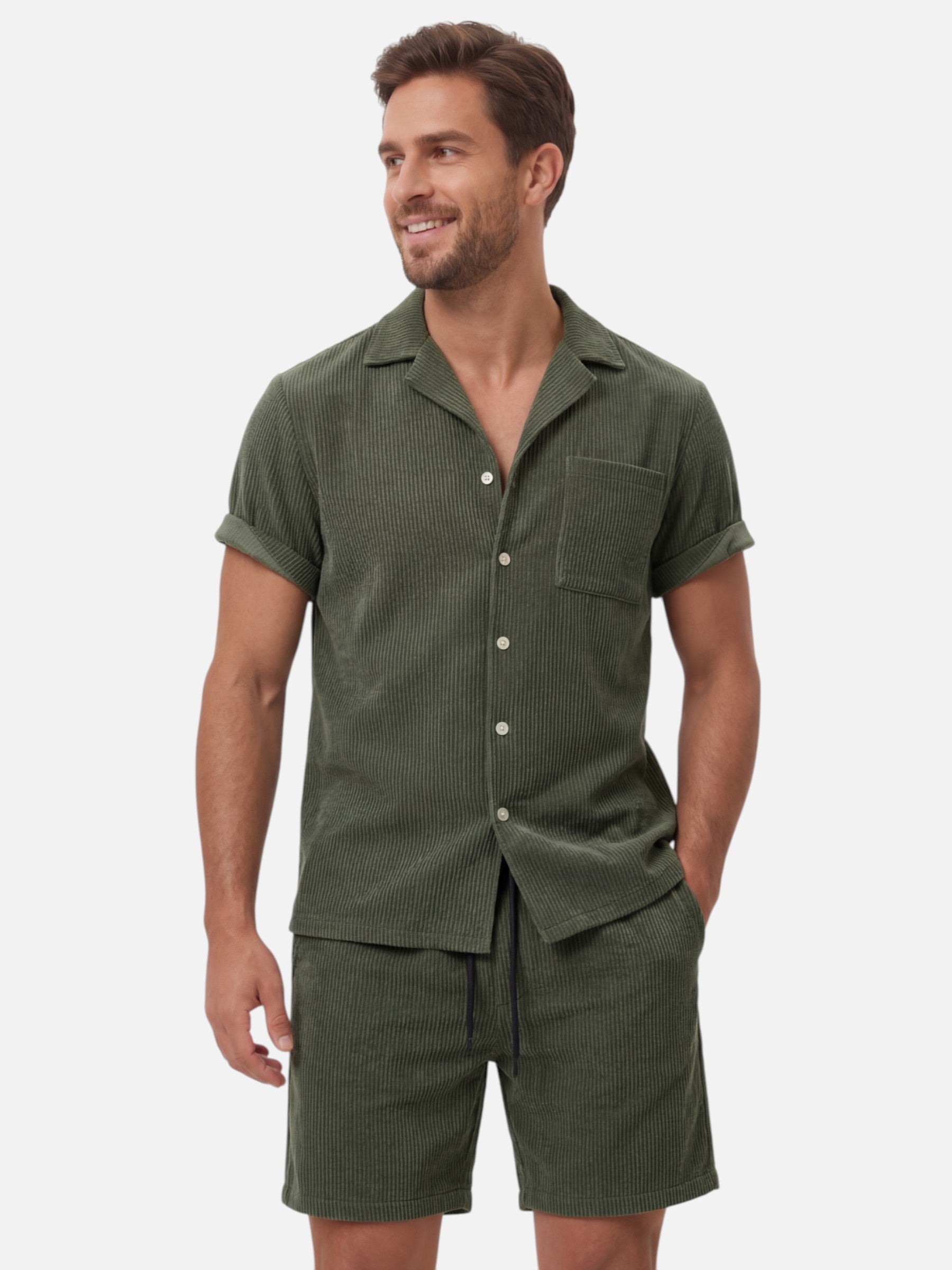 Ensemble d’été homme chemise manches courtes et short texturé