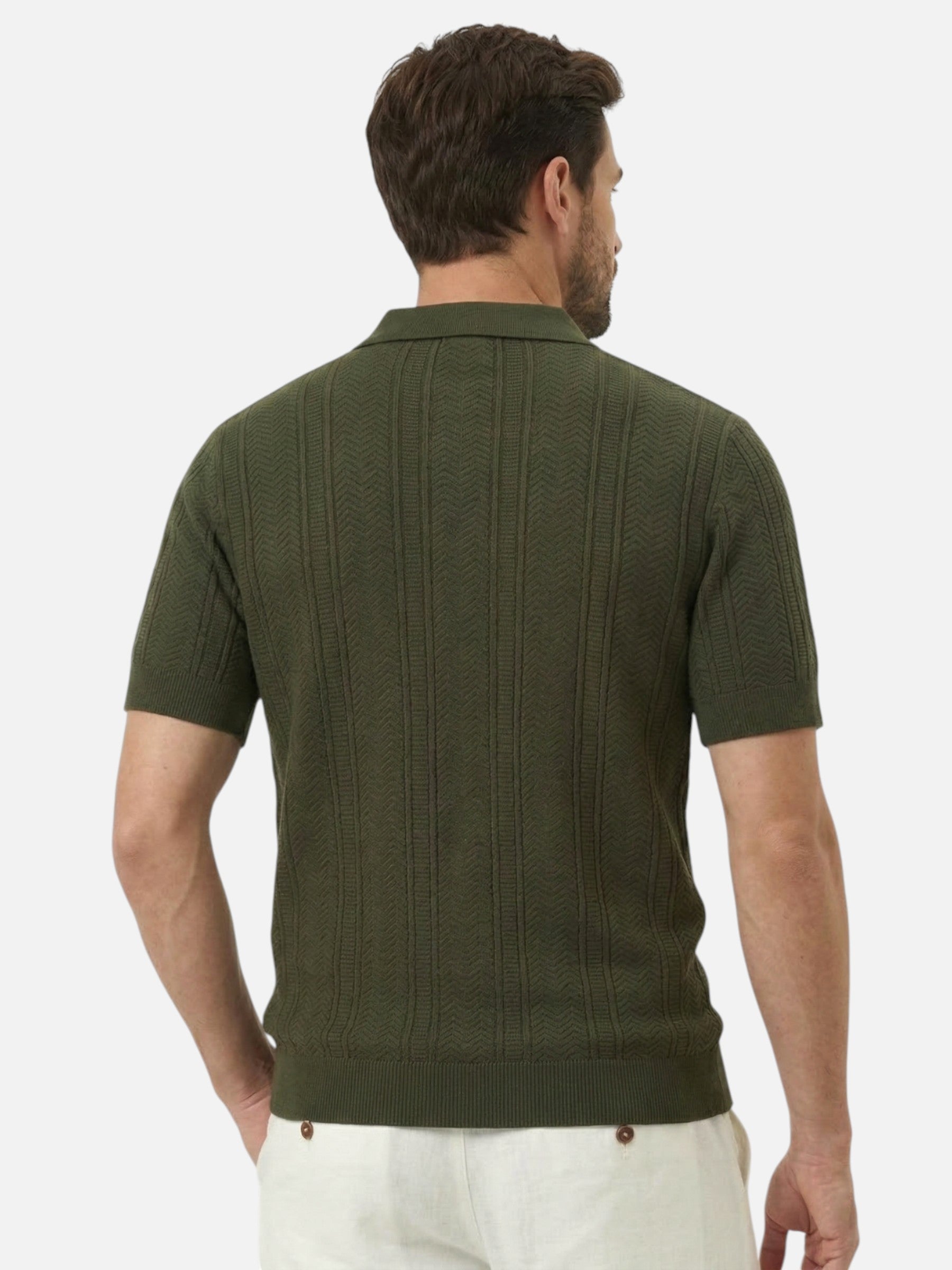 Men's elegant short-sleeve textured knit polo