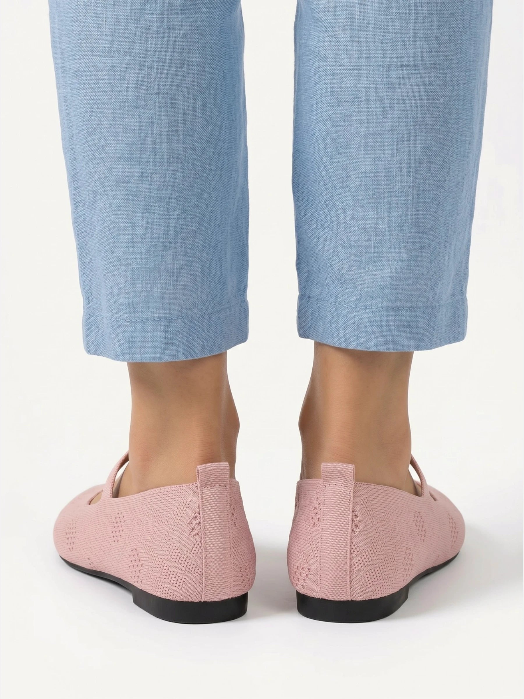 Women's Mary Jane ballerina flats with pointed toe and knitted upper