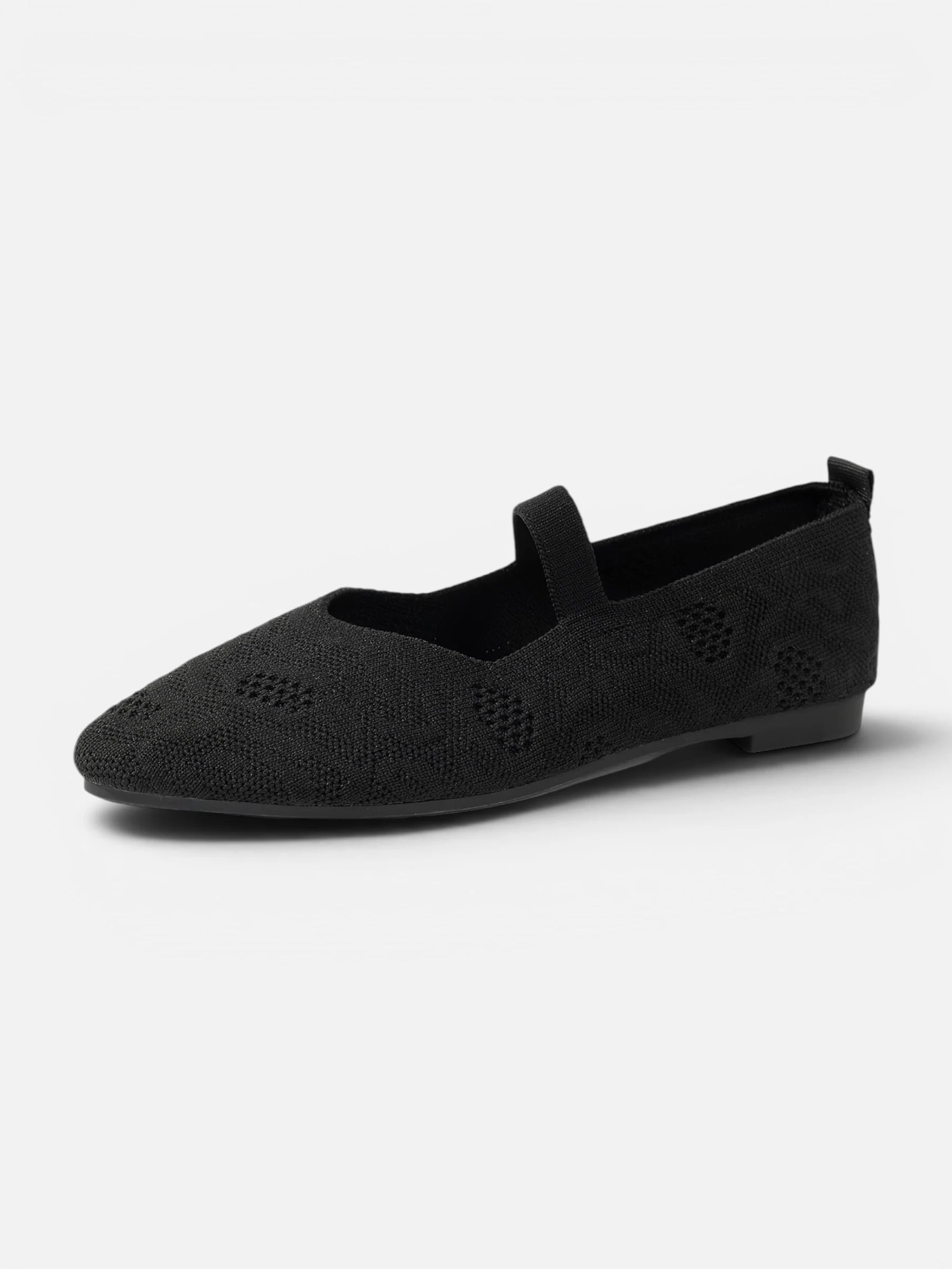 Women's Mary Jane ballerina flats with pointed toe and knitted upper