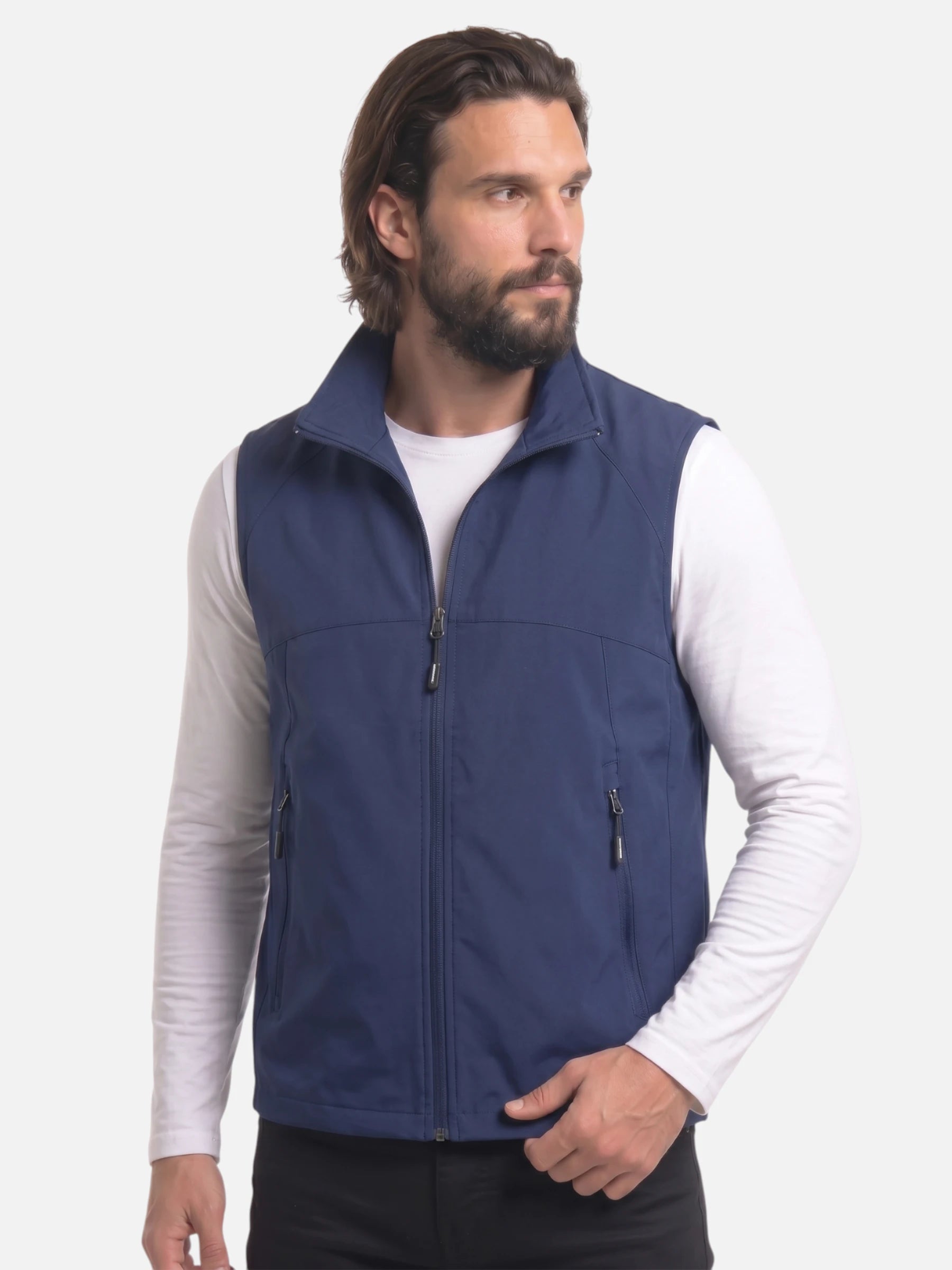 Gilet sans manches homme – col montant et poches zippées