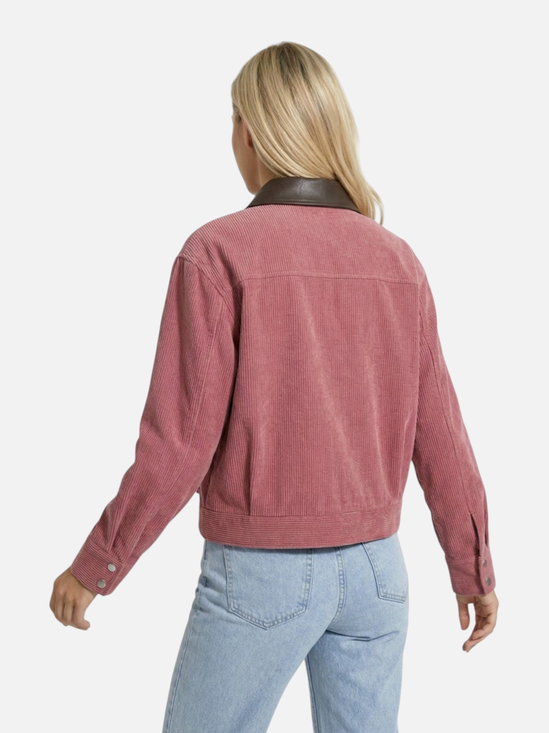 Veste femme légère courte avec col contrasté et zip