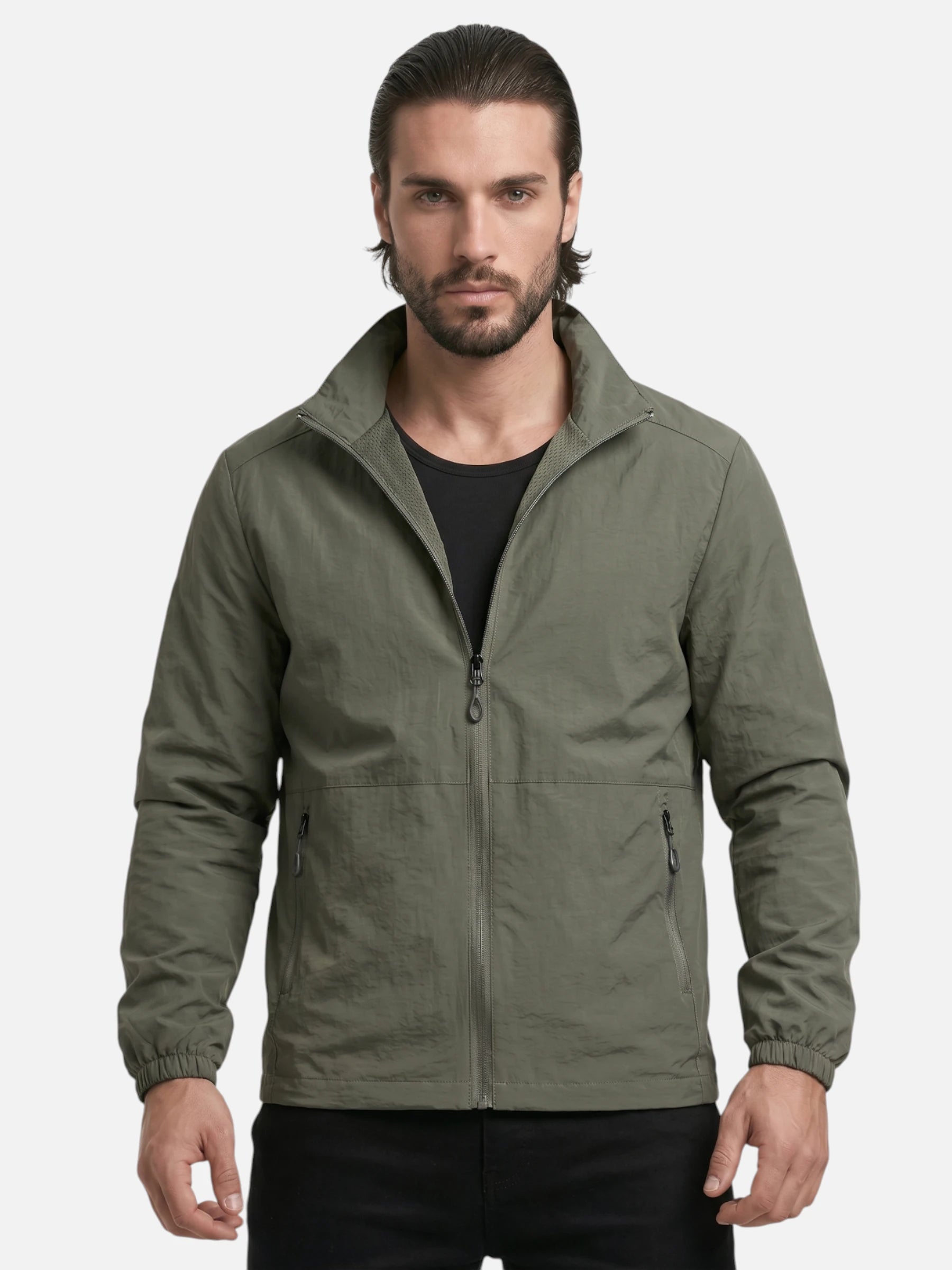 Veste légère homme coupe-vent et respirante à fermeture zippée