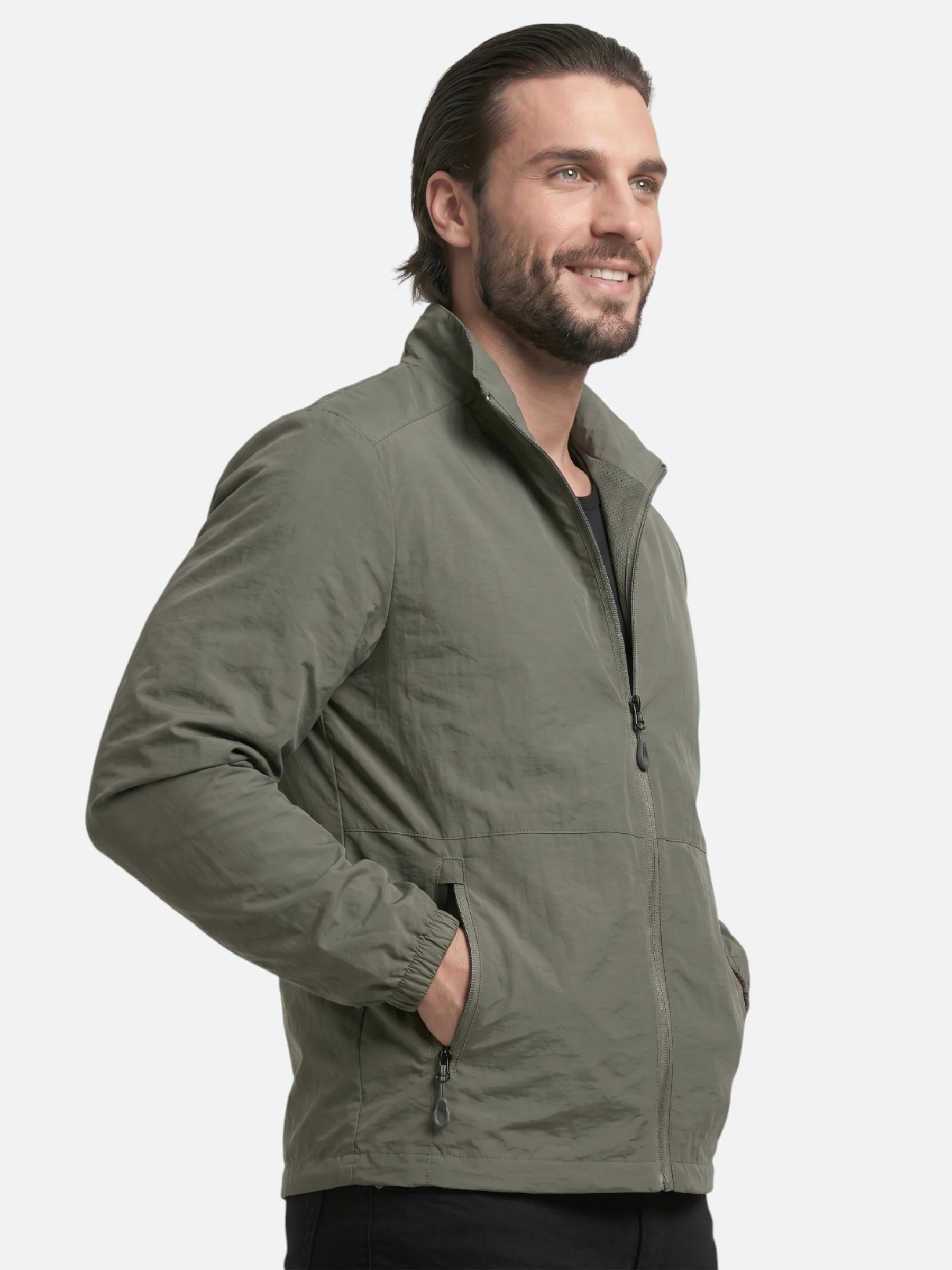 Veste légère homme coupe-vent et respirante à fermeture zippée