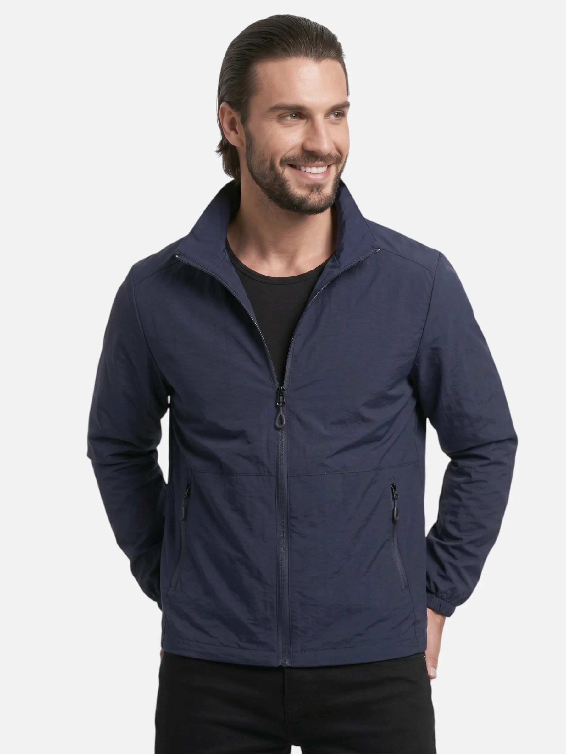 Veste légère homme coupe-vent et respirante à fermeture zippée