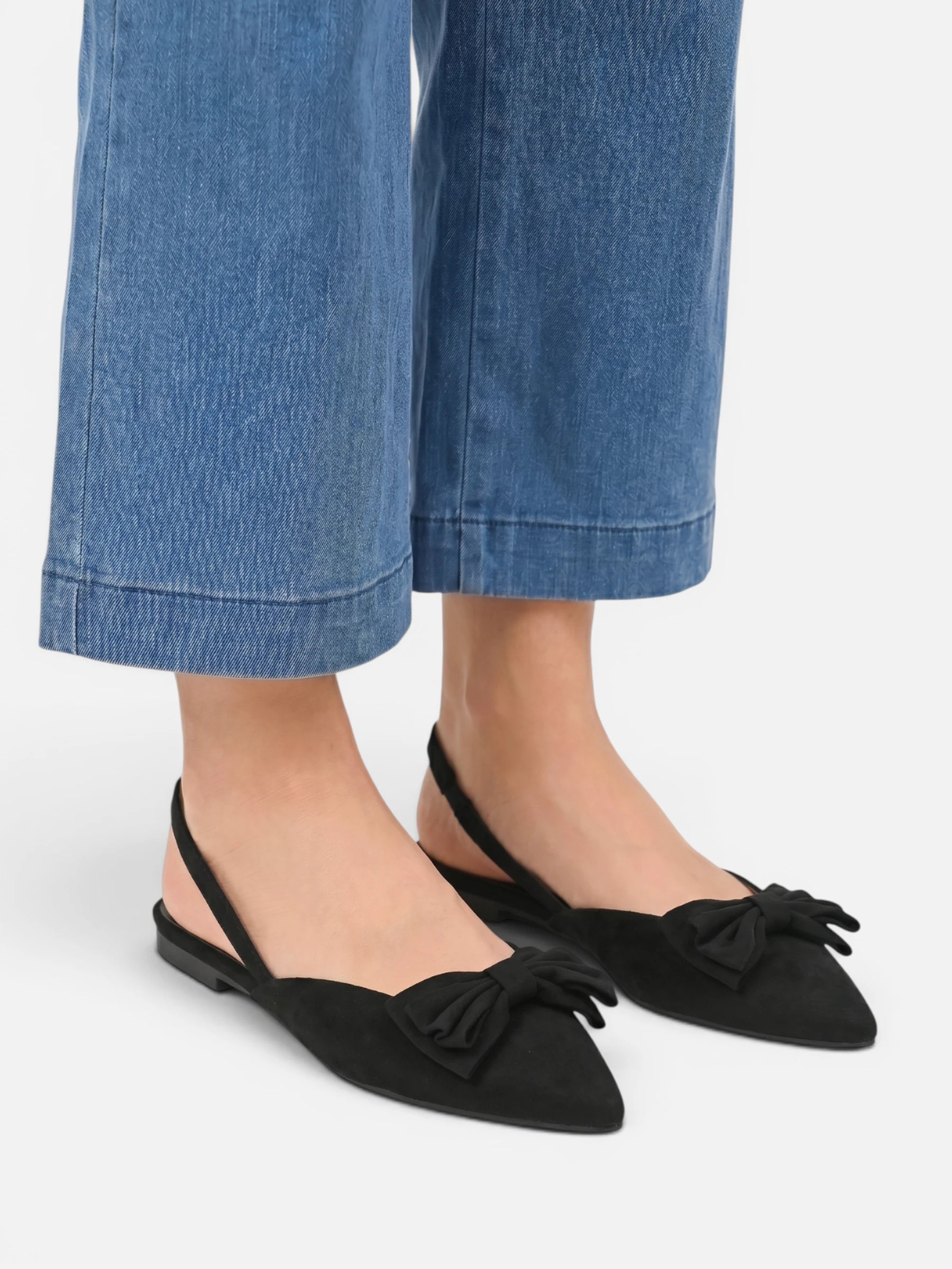 Bailarina slingback para mujer con punta puntiaguda y lazo decorativo