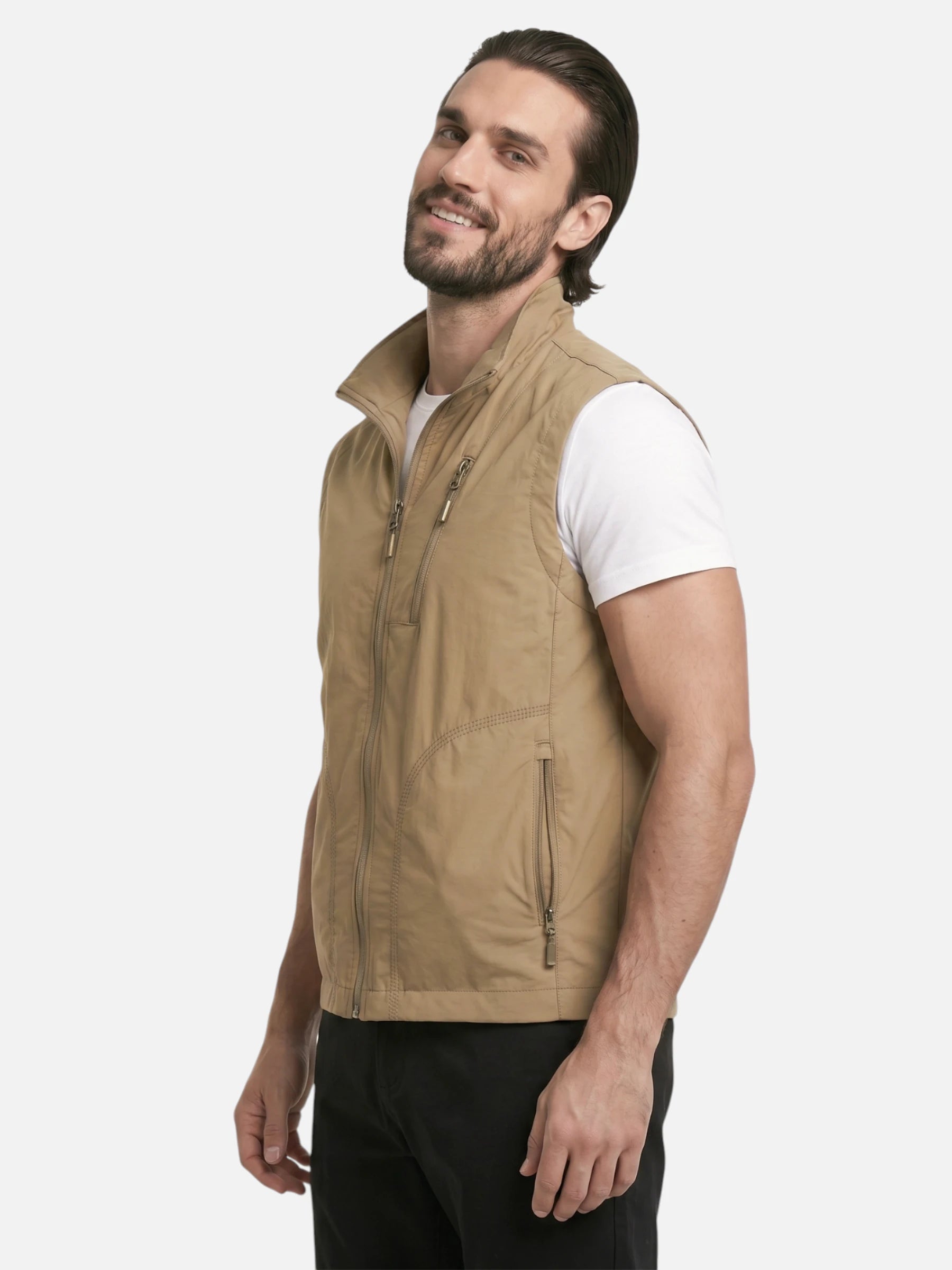 Gilet sans manches homme – multi-poches et col montant
