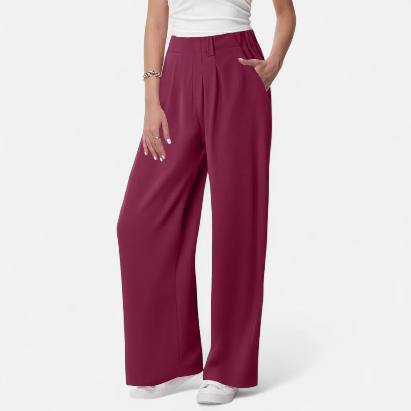 Pantalon palazzo femme taille haute coupe large