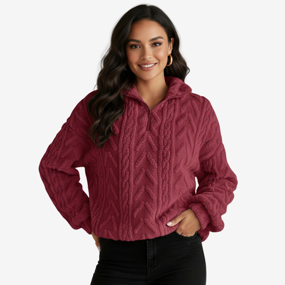 Pull polaire zippé ultra doux pour femme