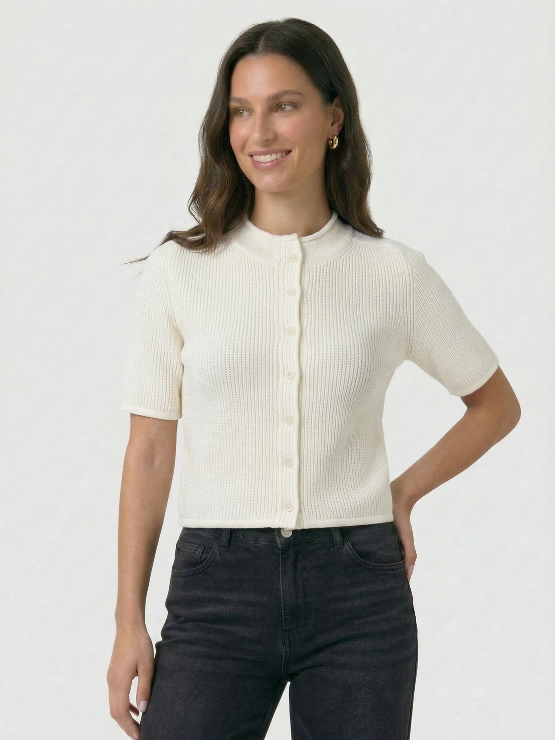 Gilet femme côtelé élégant à boutons – coupe ajustée et style minimaliste