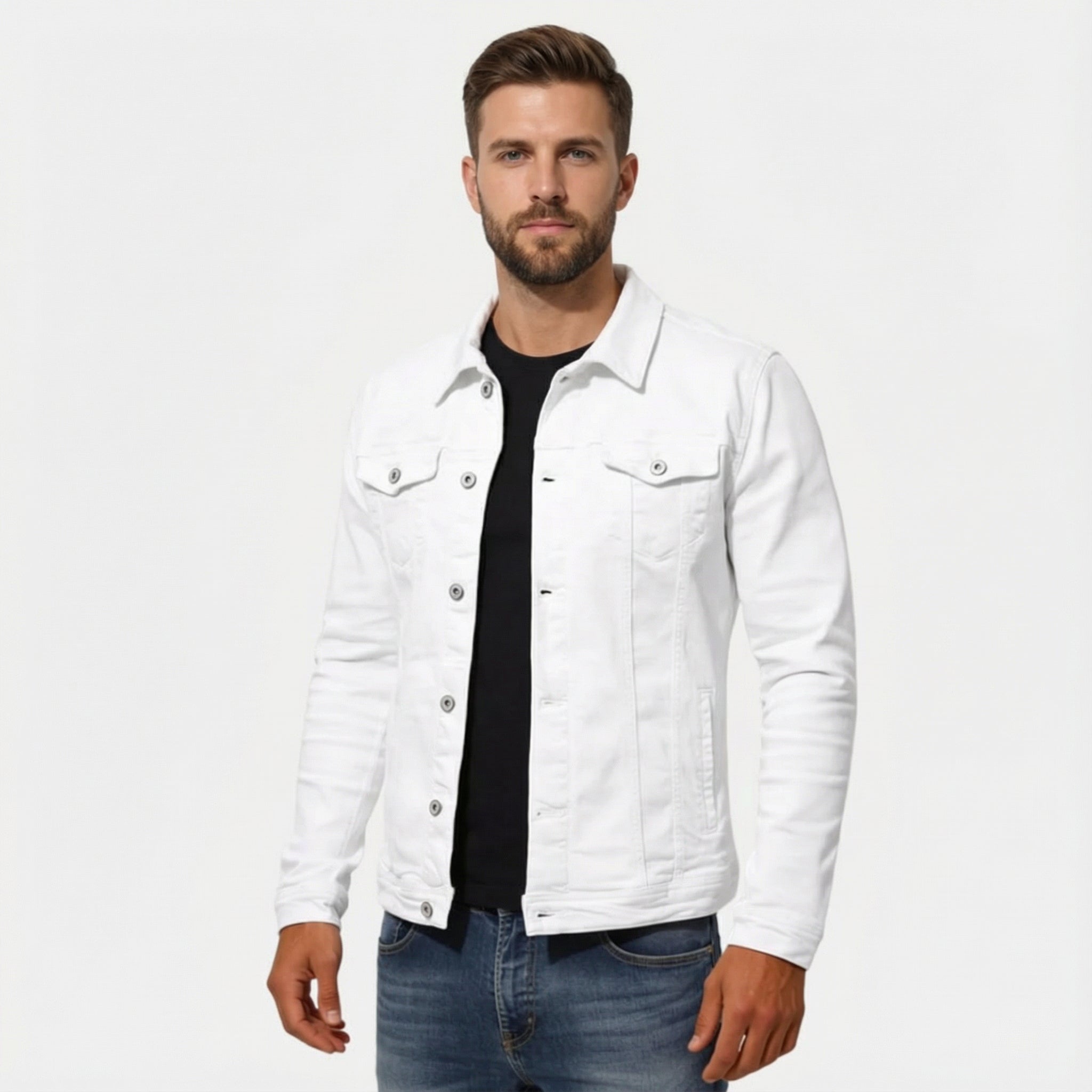 Veste en denim ajustée au style urbain pour homme