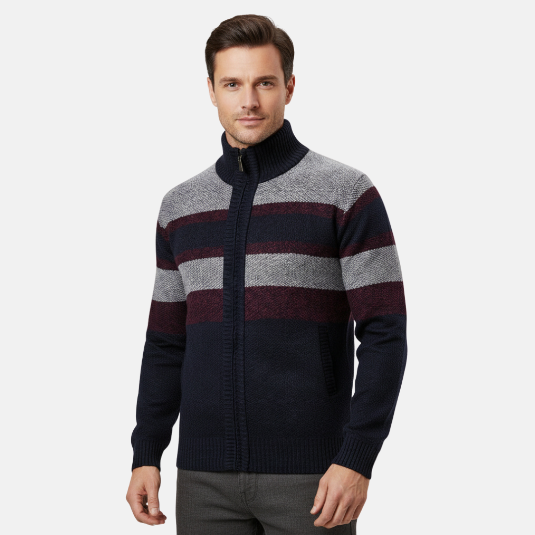 Gilet zippé à rayures épaisses pour homme