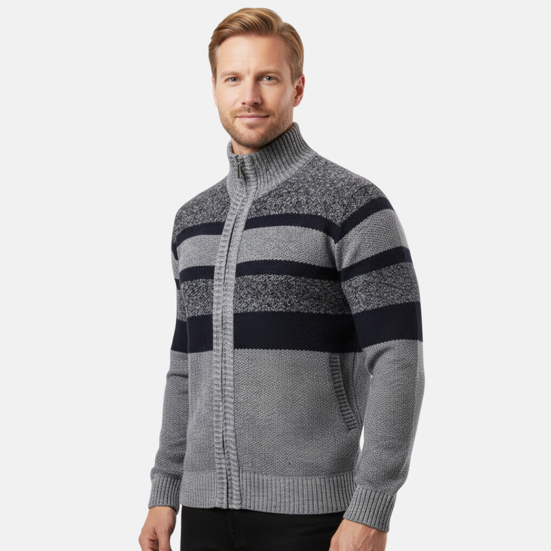 Gilet zippé à rayures épaisses pour homme