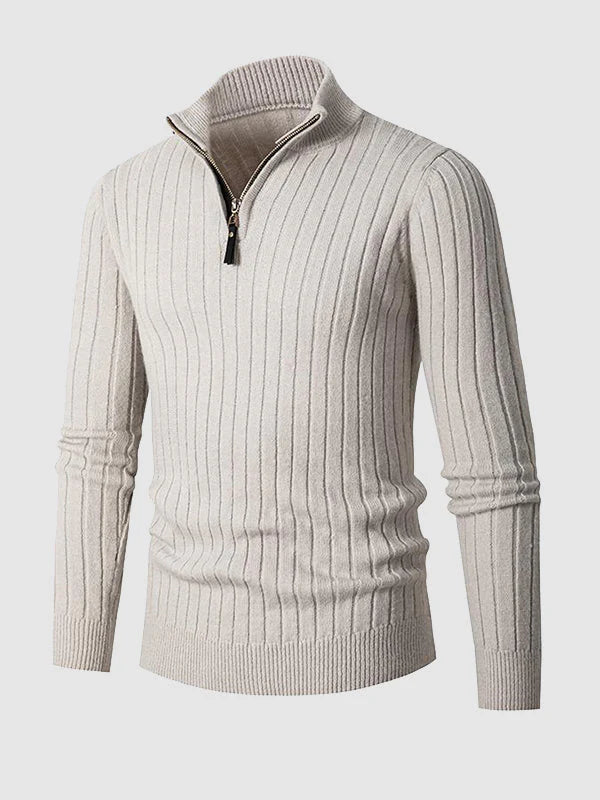 Pull décontracté à fermeture éclair en tricot câblé pour hommes