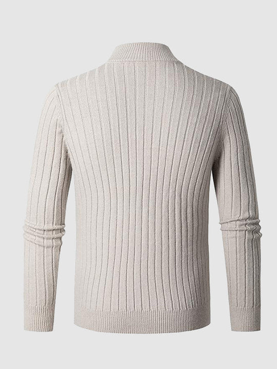 Pull décontracté à fermeture éclair en tricot câblé pour hommes