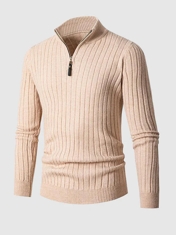 Pull décontracté à fermeture éclair en tricot câblé pour hommes