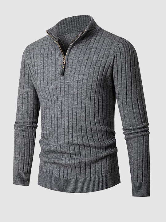 Pull décontracté à fermeture éclair en tricot câblé pour hommes