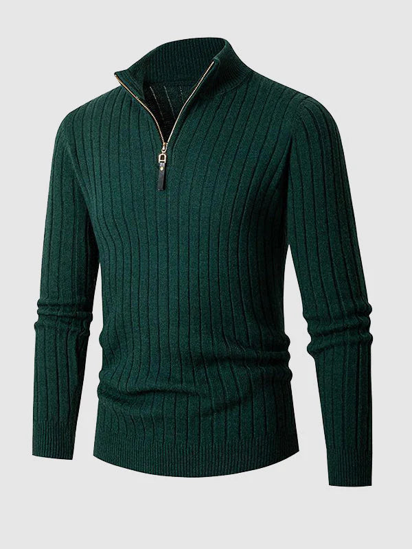 Pull décontracté à fermeture éclair en tricot câblé pour hommes