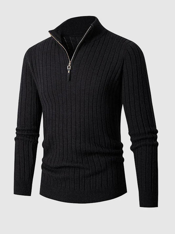 Pull décontracté à fermeture éclair en tricot câblé pour hommes