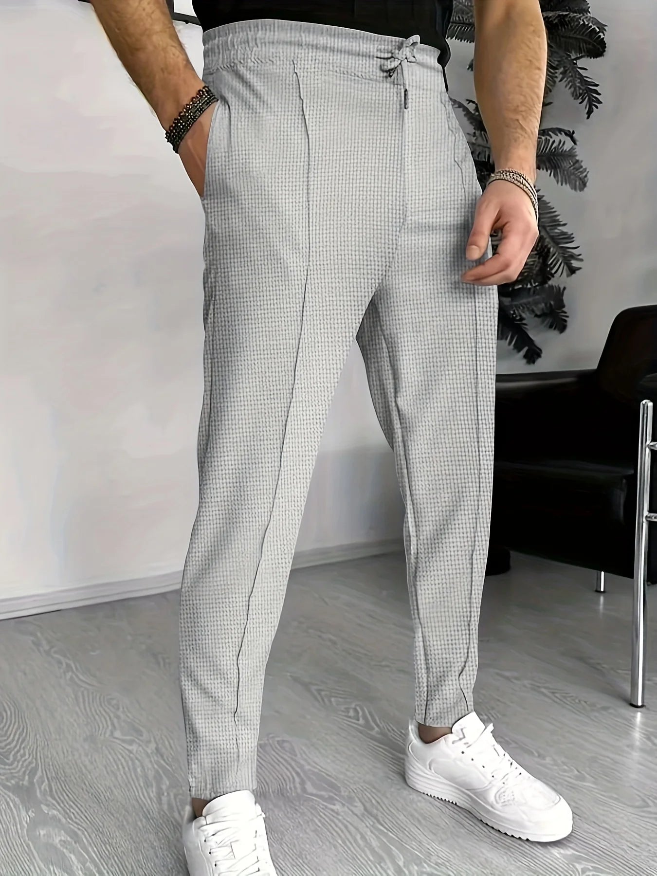 Pantalon slim à carreaux élégant pour hommes