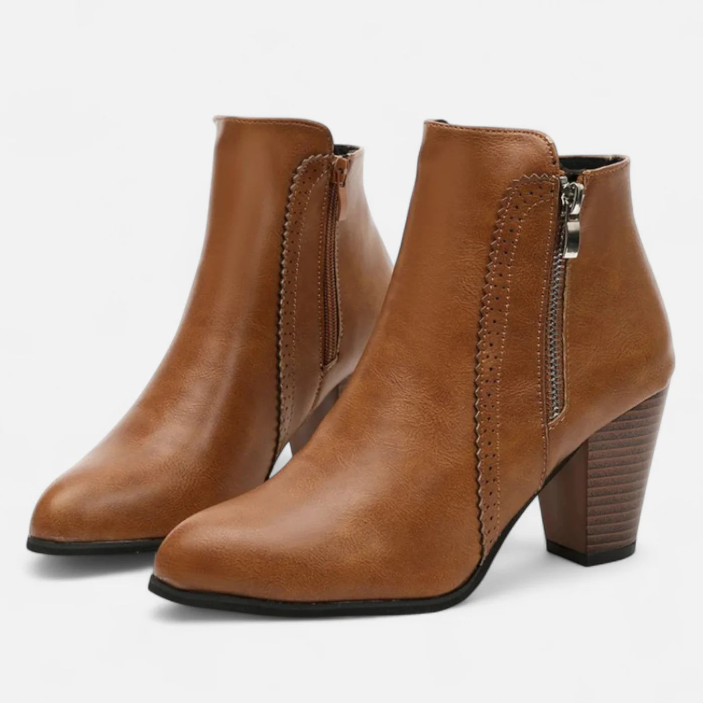 Bottes rétro à talon zippé pour femme