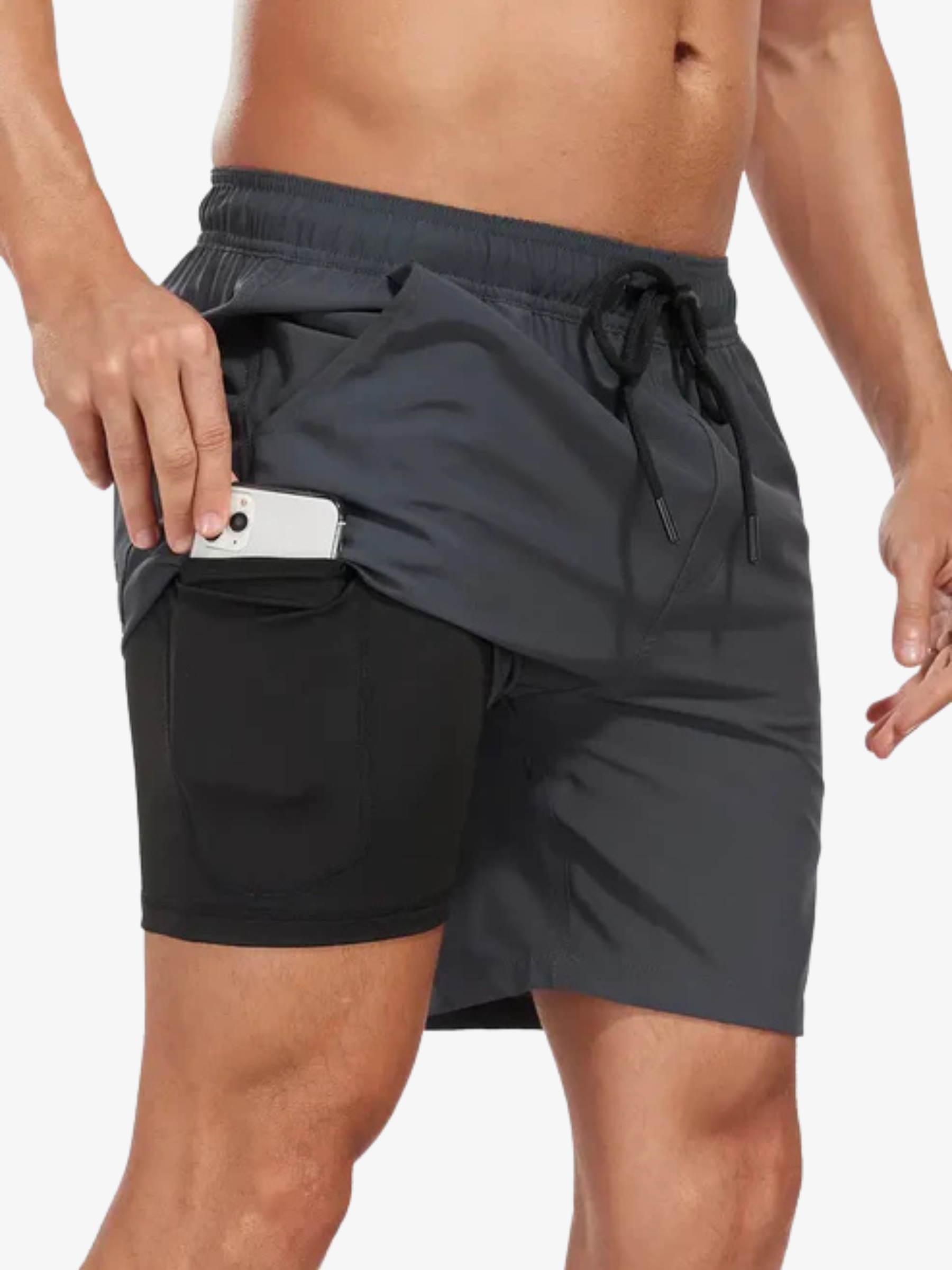 Short de bain athlétique à séchage rapide avec doublure de compression homme